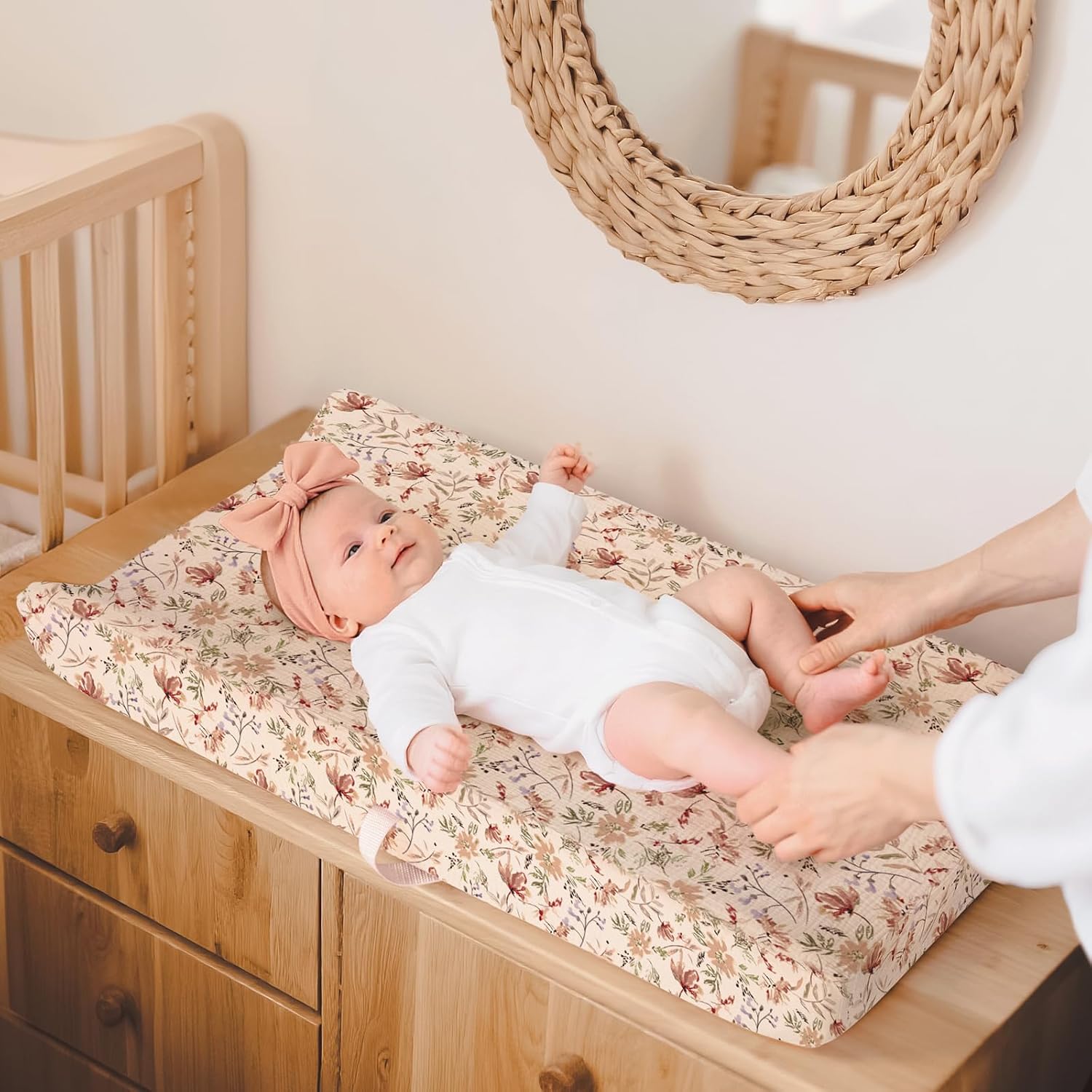 lulumoon Muslin Changing Pad Cover: 32x16 Fit Standard Rectangle Pad image 2