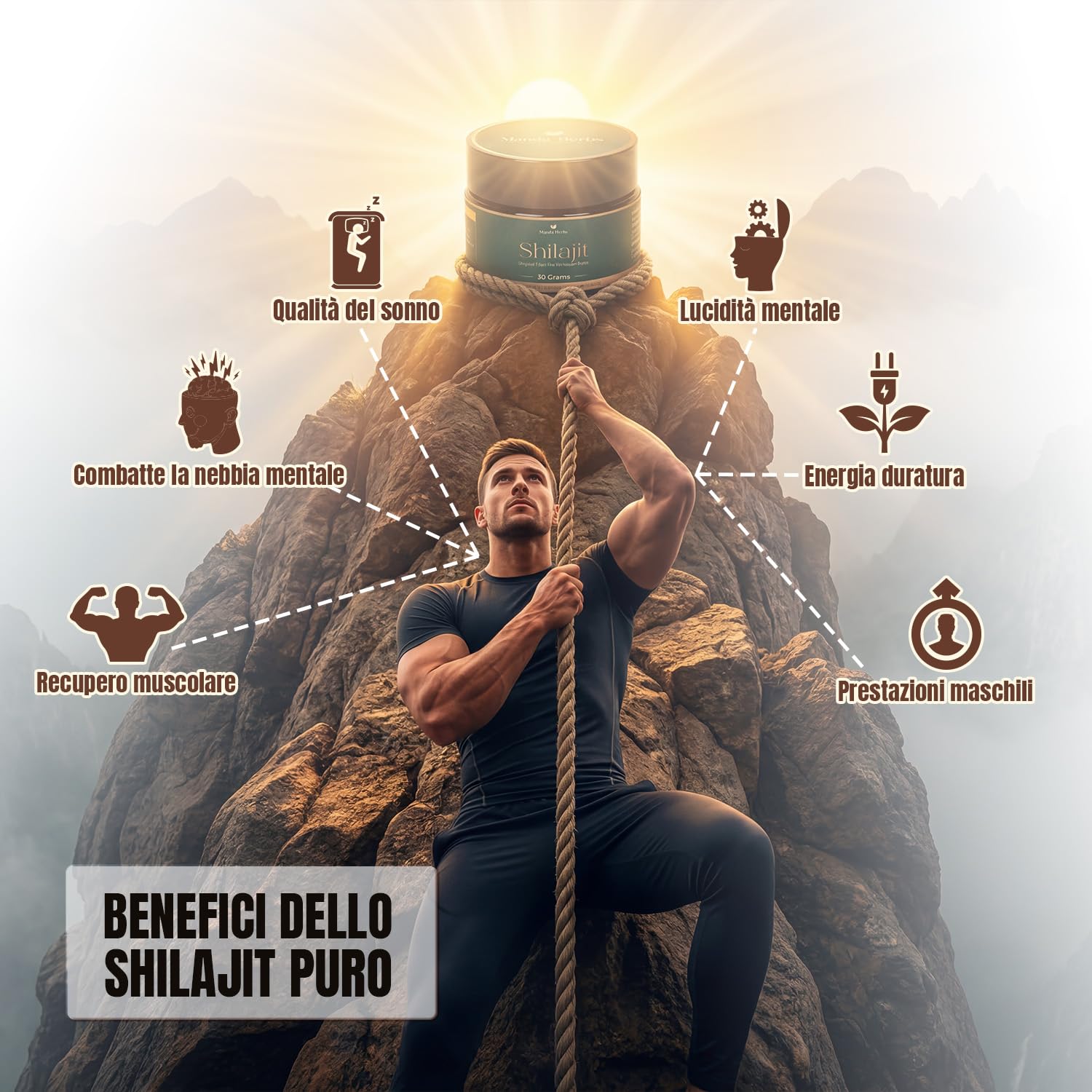 Himalayan Shilajit Resina Puro Originale 50 g | 100% Originale con Acido Fulvico e Acido Umico | Oltre 85 Minerali ed Oligoelementi | Vitalità ed Energia Naturale per Uomini