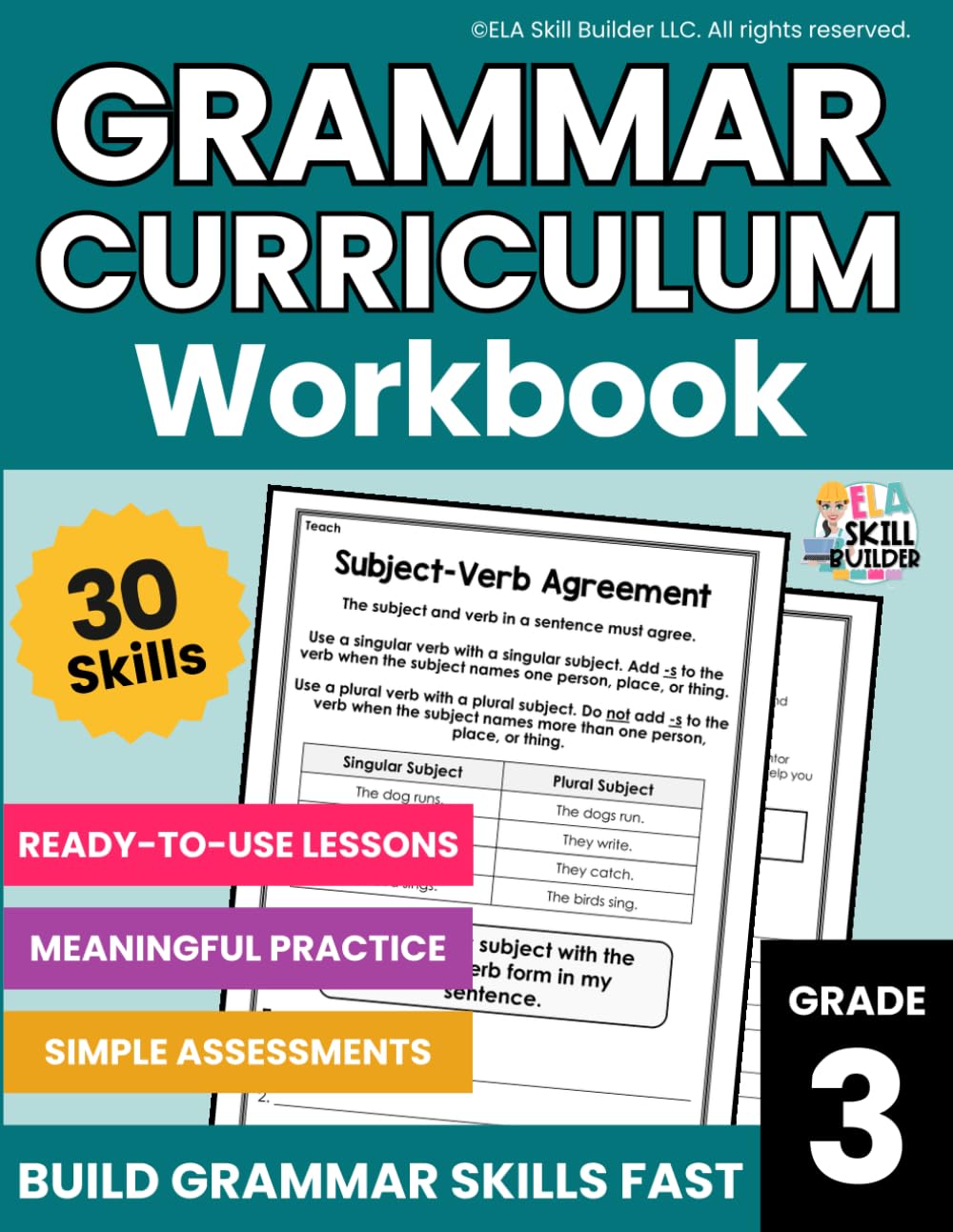 Grade 3 Grammar Curriculum Workbook: Daily Grammar Lessons, Practice & Assessment for 3rd Grade, Homeschool ELA Curriculum (Elementary Grammar & Writing Workbooks)