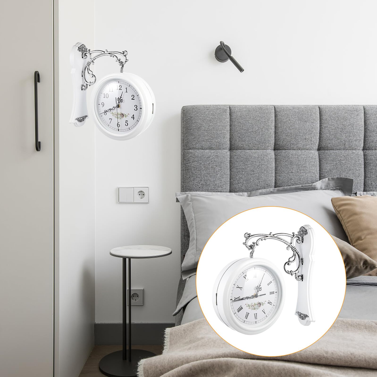 VILLCASE Horloge Murale Double Face Rotative Design Créatif Silencieuse pour Salon et Cuisine Décoration Maison Moderne