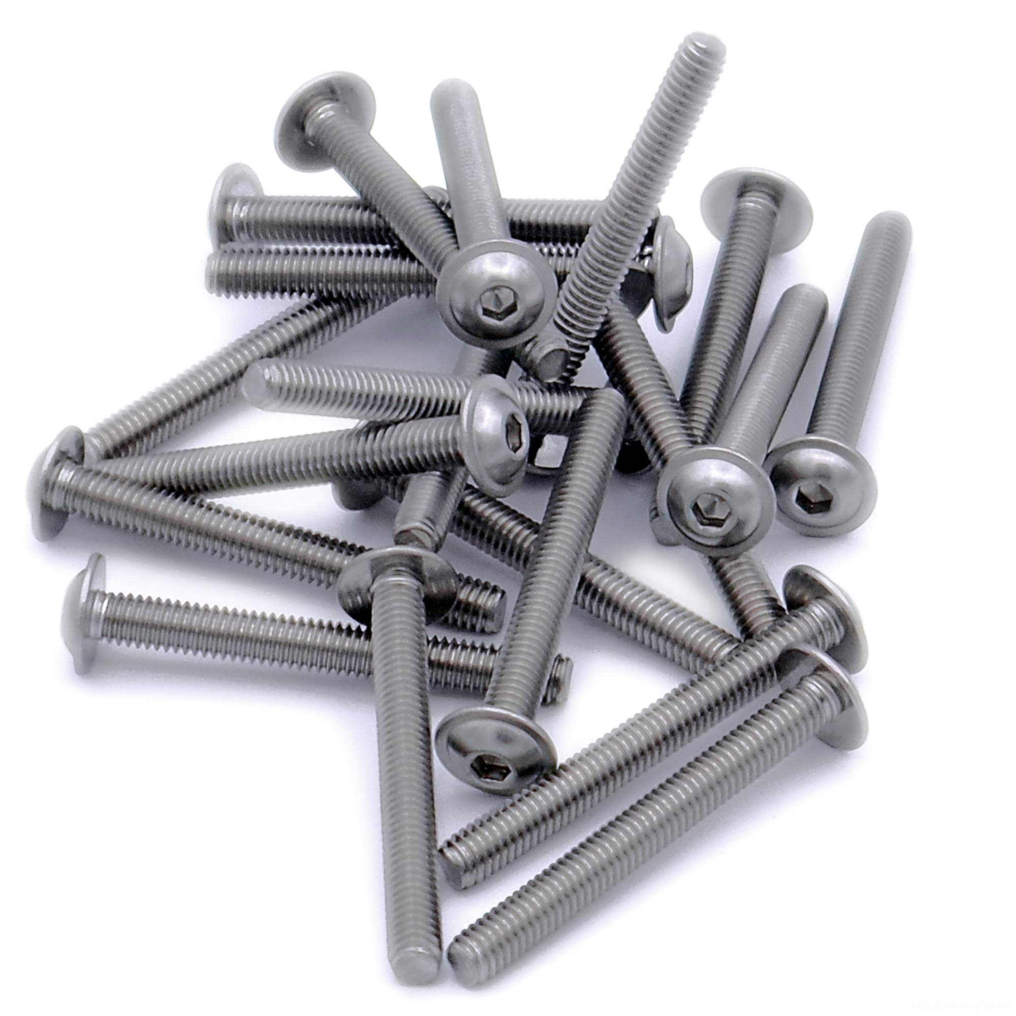 Singularity Supplies Silver M3 (3Mm X 22Mm) Flanged Hex Socket Button Machine Screw (Bolt) - Stainless Steel (A2) (Pack Of 20)