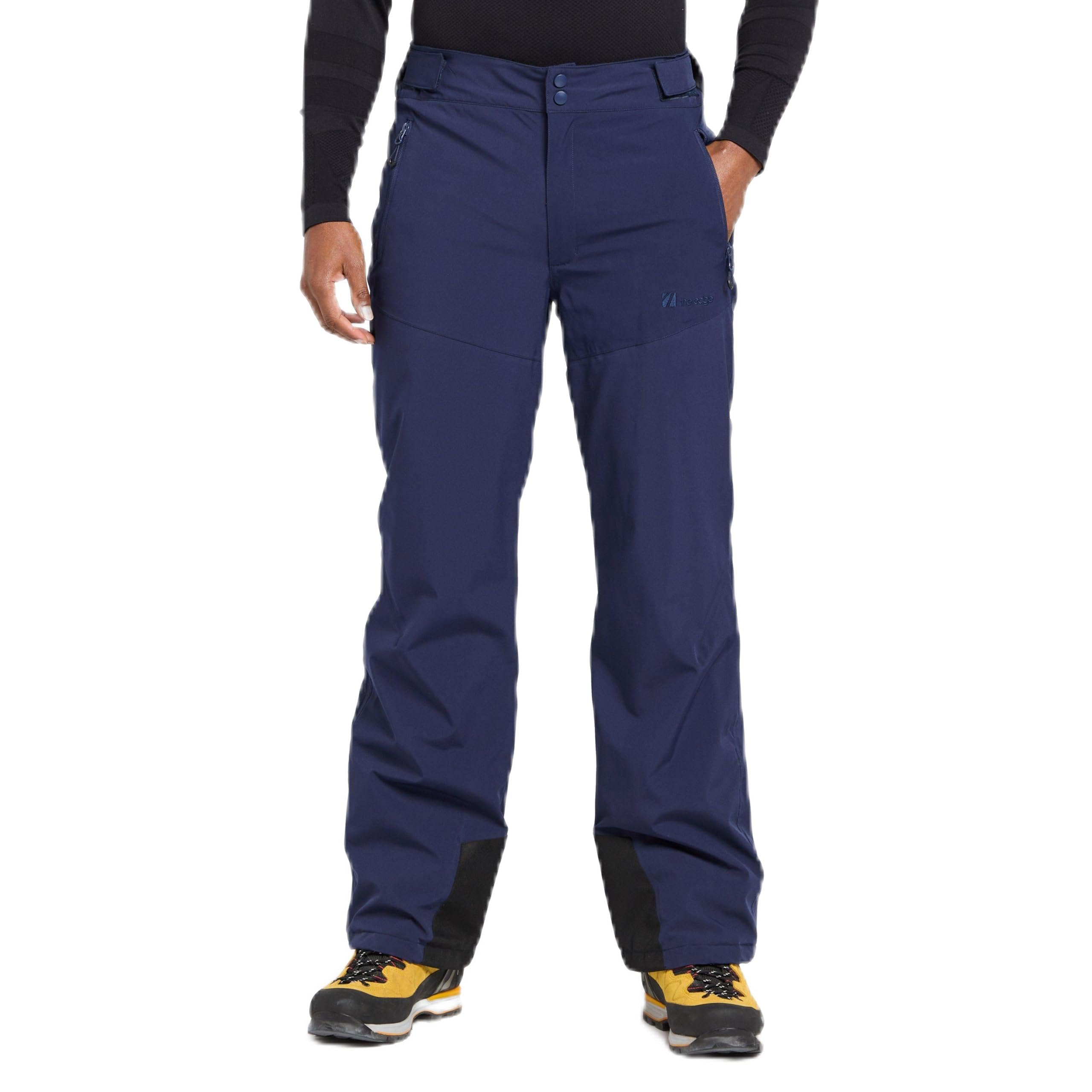 The Edge Men's Navy Norquay Salopettes With Ankle Gaiters, Handwarmer Pockets And Reinforced Kick Patches, Waterproof Trousers, Ideal For Skiing And Snowboarding (L, )
