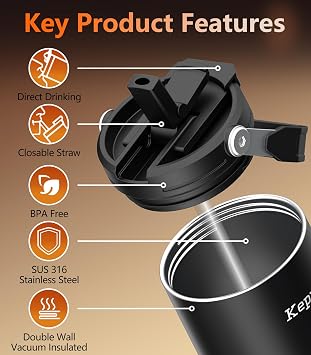 Kepwam Self-Heating Travel Mug T3,20oz Large Capacity Leak-Proof Heated Mug