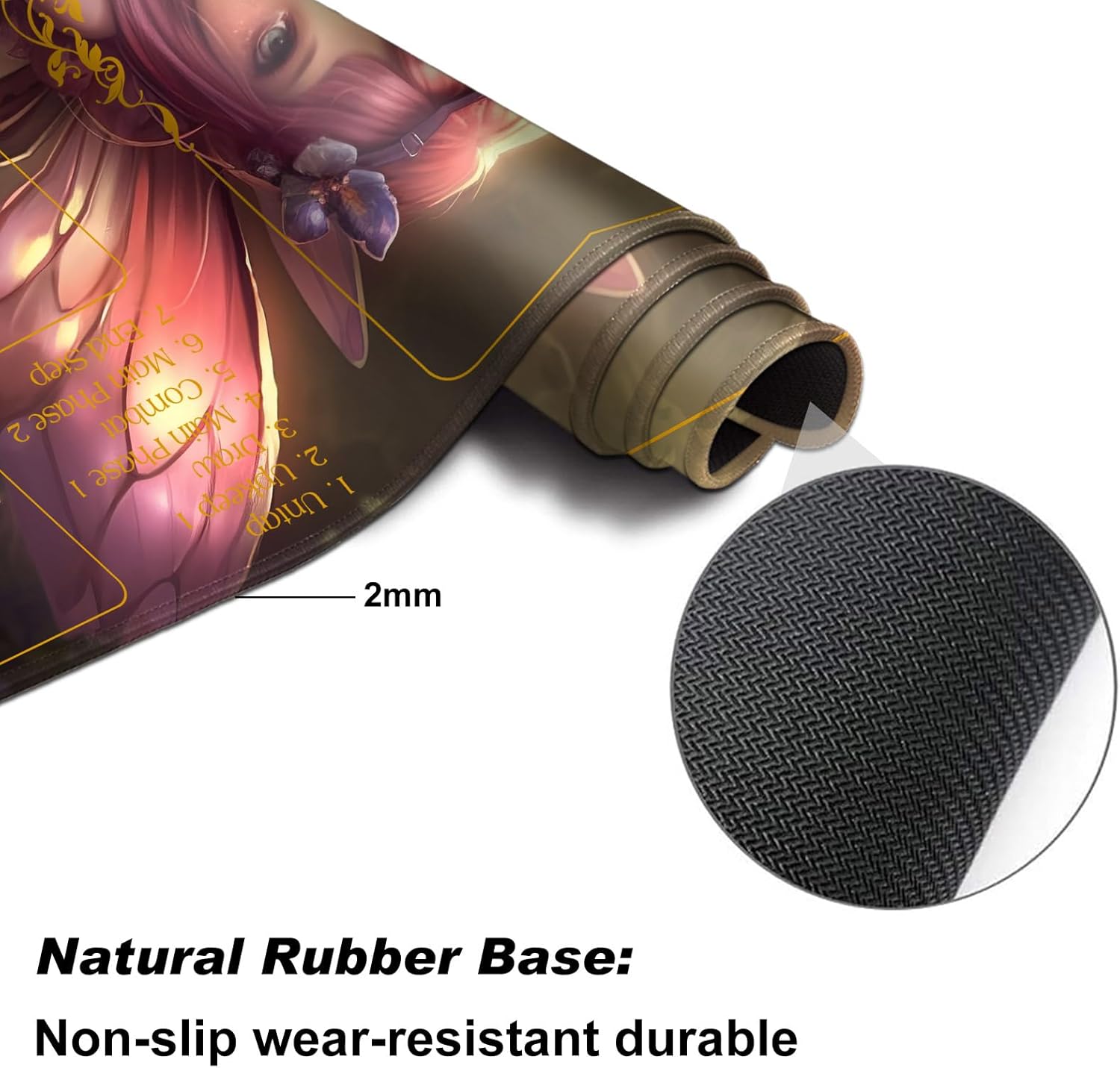 DEGDFSGR for MTG Playmat & Card Game Storage Box, Pink Fairy Sitting Flower Meadow