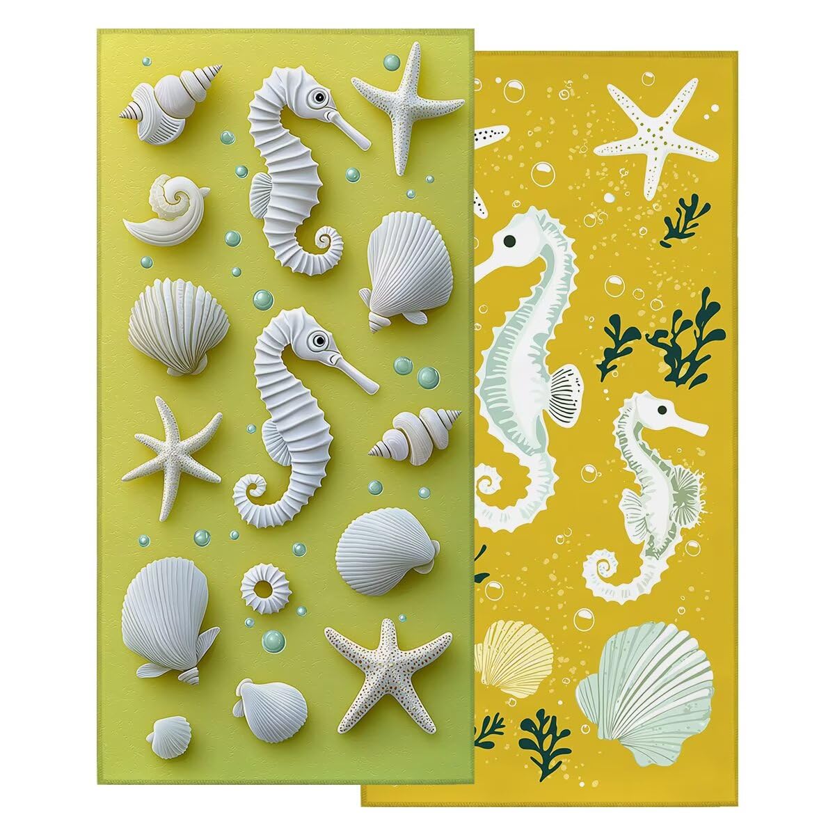 Toalla Playa 80x160 cm, Toalla Gimnasio Microfibra Secado Rapido, Juego de 2 Antiarena Toallas de Playa, Ligera Compacta Toallas Microfibra Grande para Viaje, Regalo Mujer Hombre (Caballito Mar) -3885