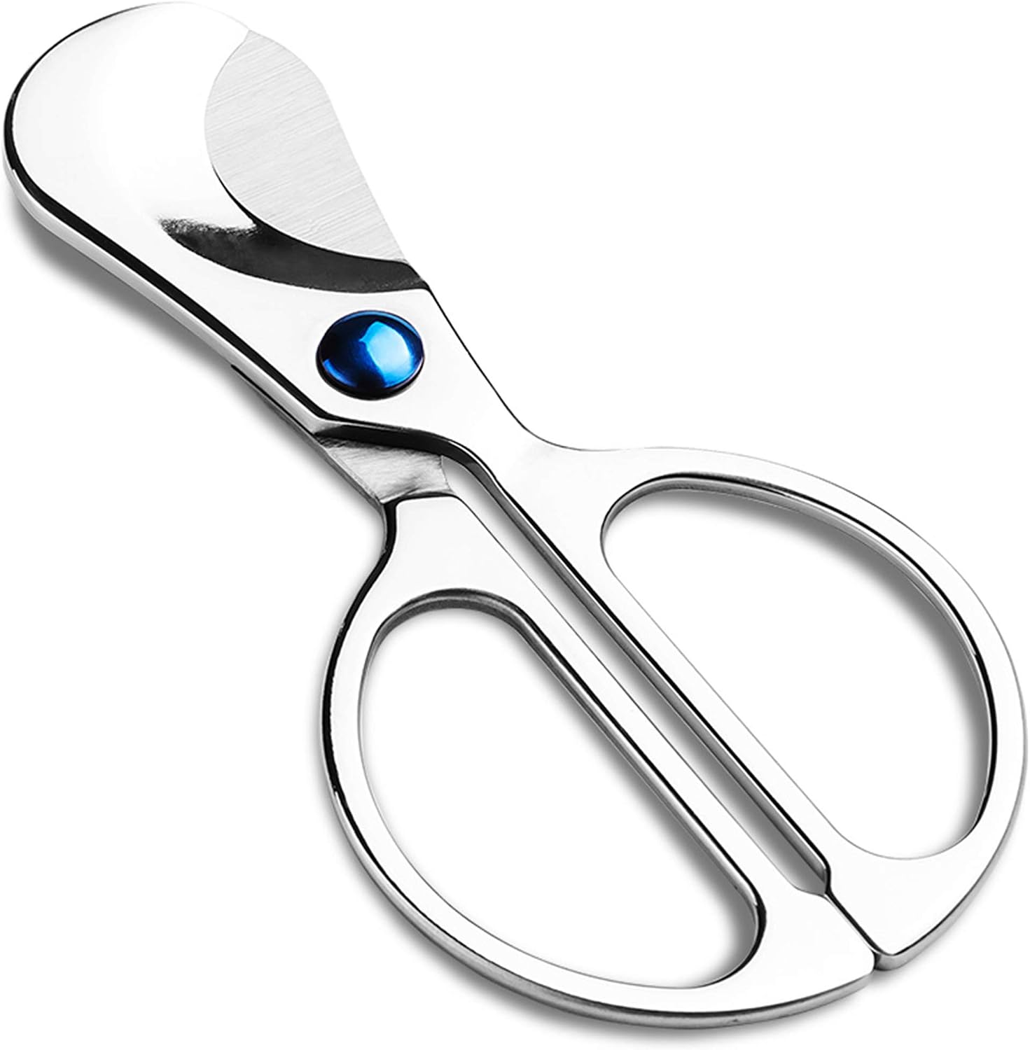 Cigar Scissors Cutter Stainless Steel Double Cut Blade with Portable Folding Multi-Function Pocket Size Guillotine, Silver