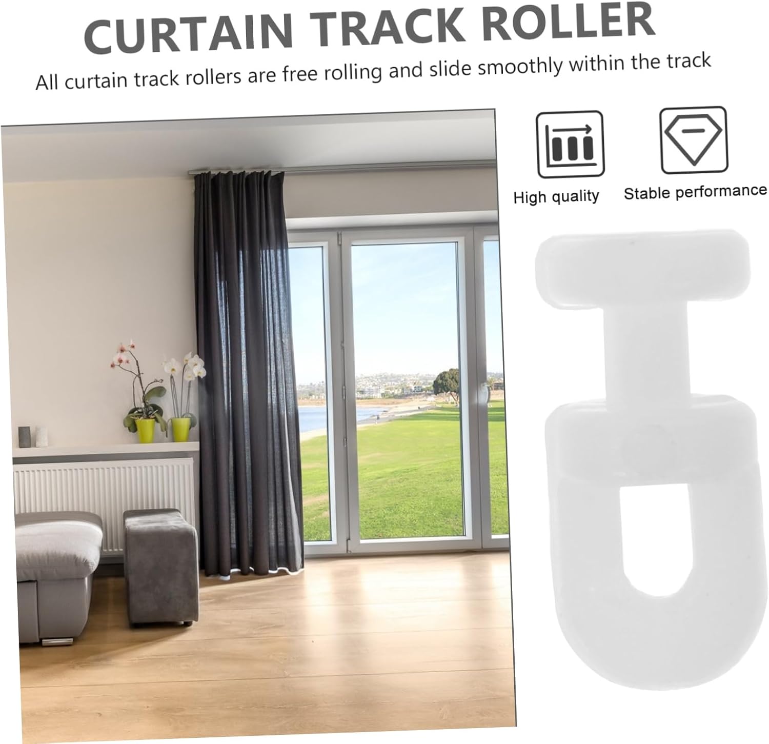 Cabilock 600pcs Curtain Track Roller Plastic Silent Rollers Hooks for Drapes Valances Sheers Divider