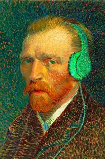 Vincent Van Gogh Headphones Self Portrait Funny Van Gogh Wall Art Impressionist Portrait Painting Style Fine Art Home Decor Realism Romantic Artwork Decor Cool Wall Art Print Poster 12x18