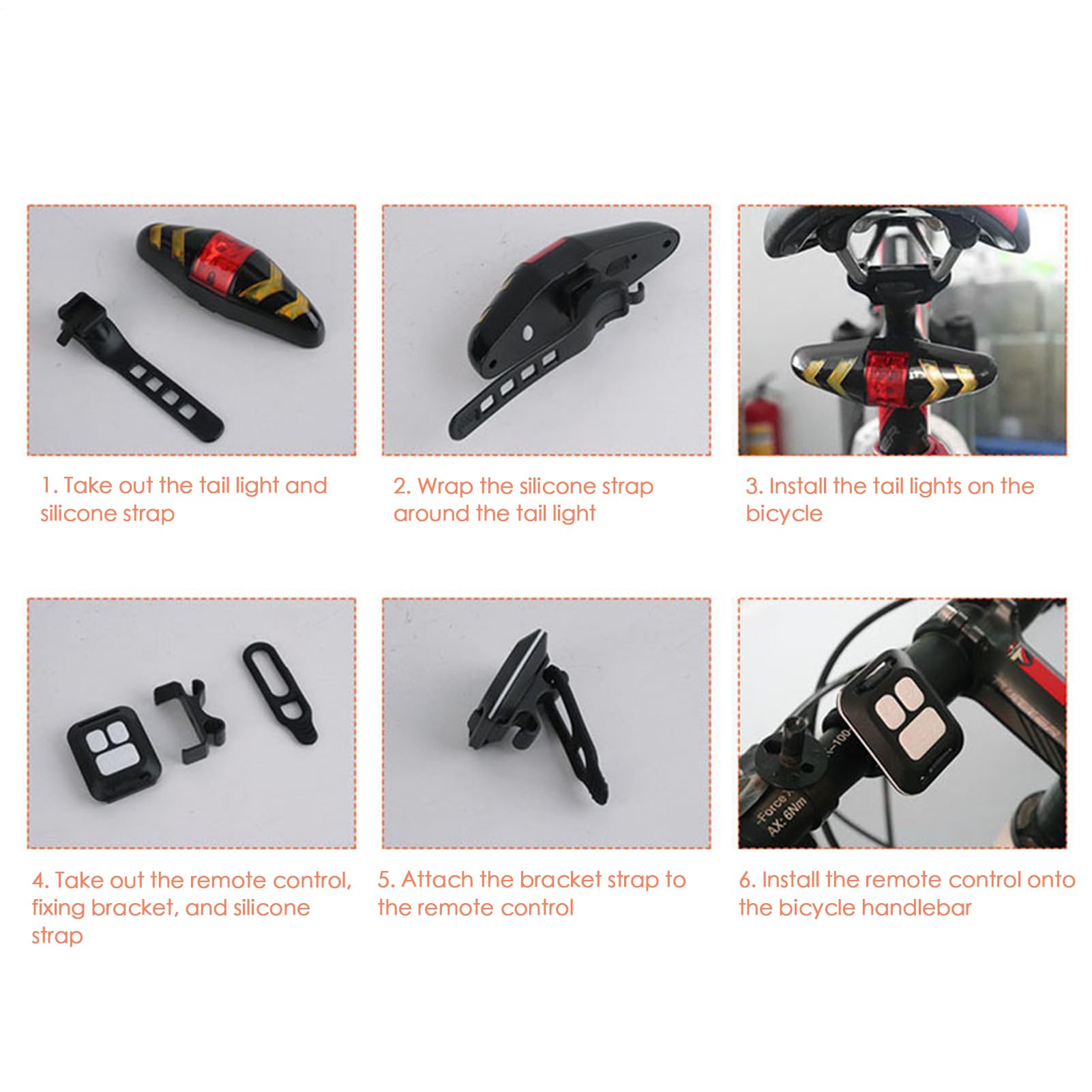 e bike Turn Signals, Wireless Remote Bike Blinkers, 6 Lighting Modes, Interactive Usb Rechargeable Tail Light, Waterproof Led Indicator, Ideal for Road Cycling and Night Riding