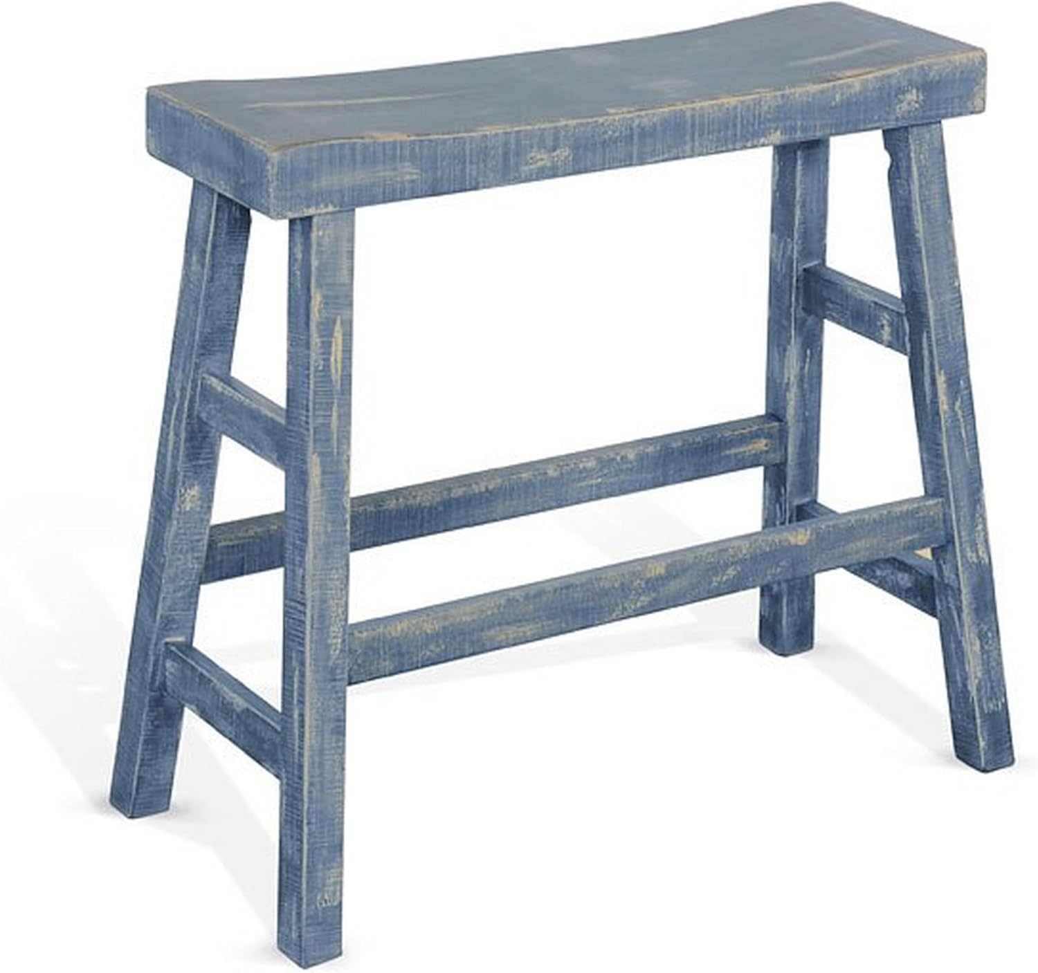 Benzara Rena Bar Height Bench- Trestle Legs with Footrests- Mahogany Wood