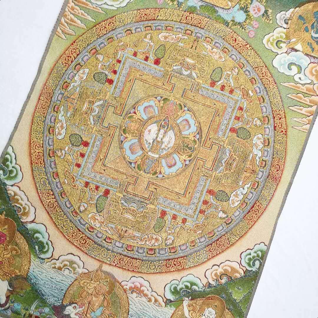 Thangka jedwabny haft tybetański buddyzm mandala malarstwo Tangka mural ścienny do wystroju domu gobelin