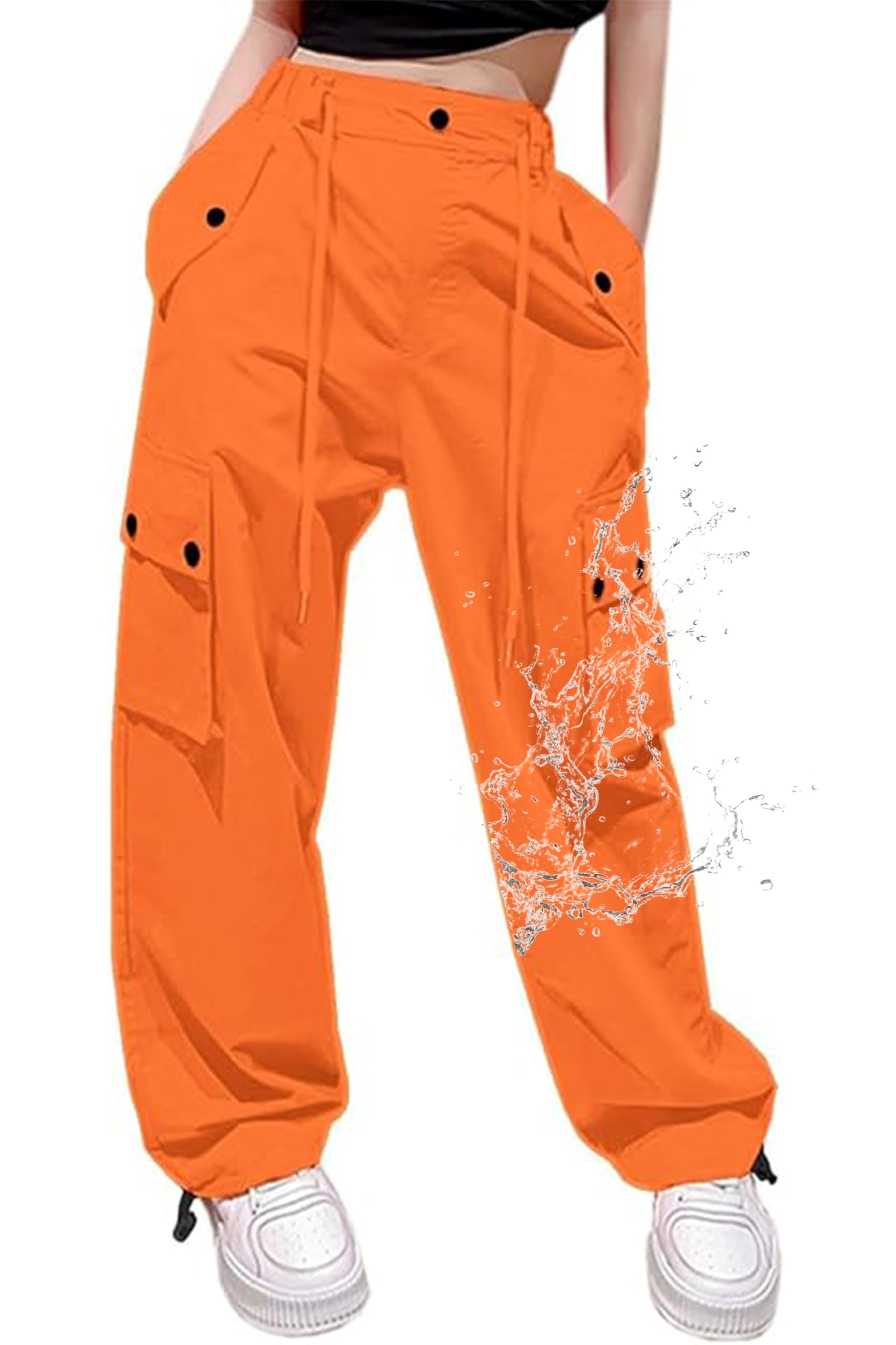 Cromoncent Girls &amp; Women Parachute Cargo Pants, 6Years-3XL