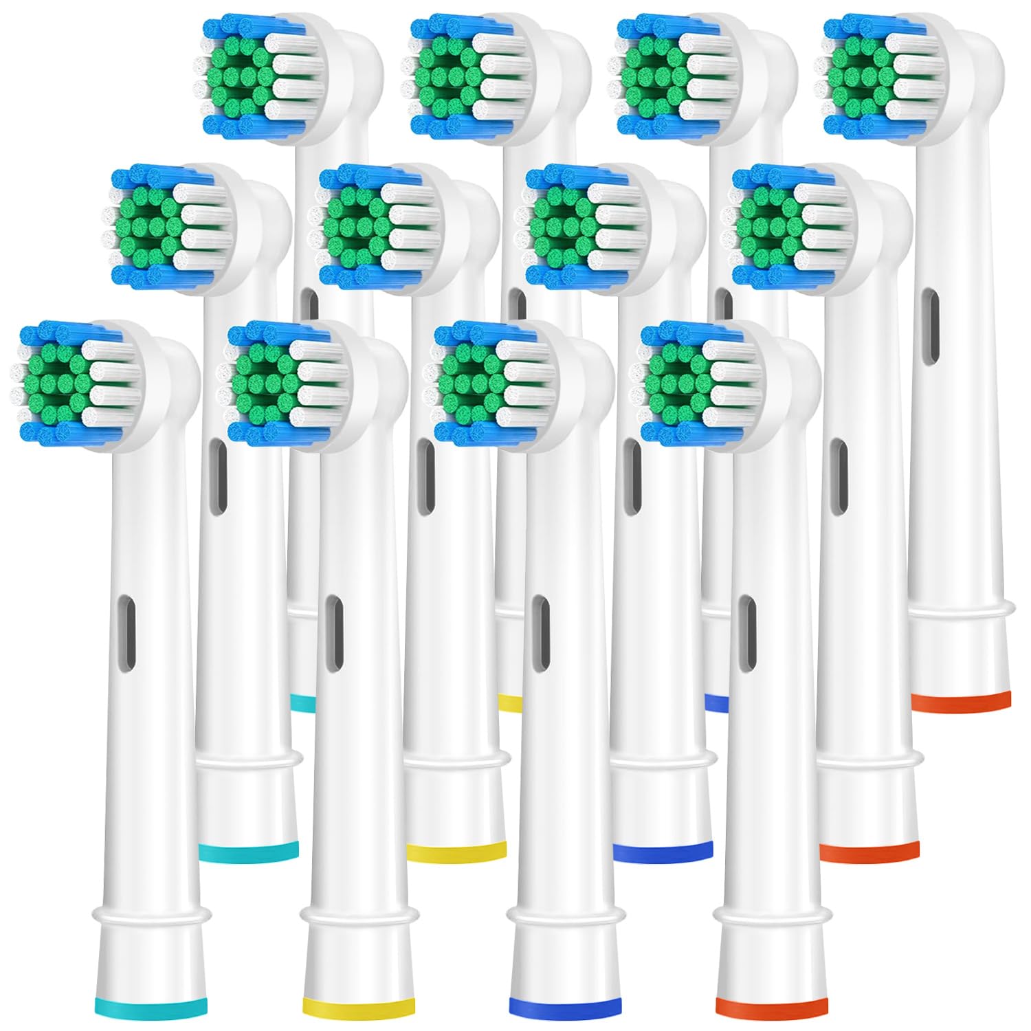 Toothbrush Head Compatible with Oral B Braun Electric Toothbrushes, Classic Replacement Brush Heads for Professional Care and Vitality Pro Smart Genius, 12 Pack with 4 Hygienic Caps