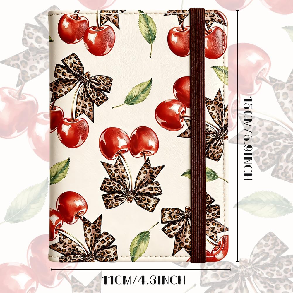 Passport Case Leather Travel Document Organiser Passport Cover Wallet with Credit Card Slots, cherry, Casual