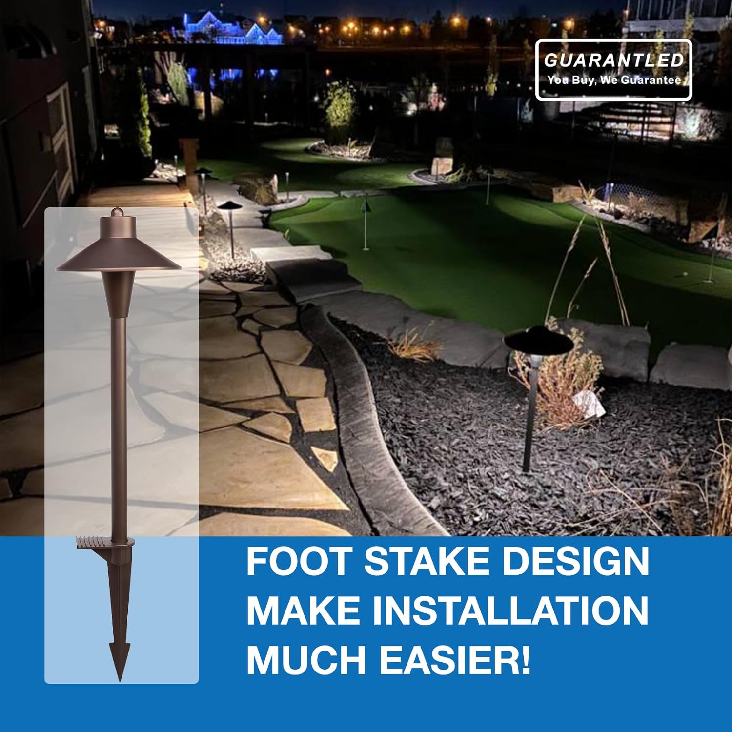 Landscape Path Lights 6 Pack, Low Voltage Pathway Lights Compatible with Transformer, 3CCT Adjustable LED, Premium 12V 24V DC ORB Landscape Path Lighting for Outdoor Yard Garden Walkway, Flat Hat
