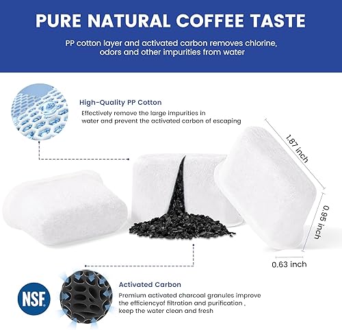 Vista 2 de Paquete de 12 filtros de café compatibles con Cuisinart, filtro de agua de carbón para Cuisinart, se adapta a todas las máquinas de café Cuisinart