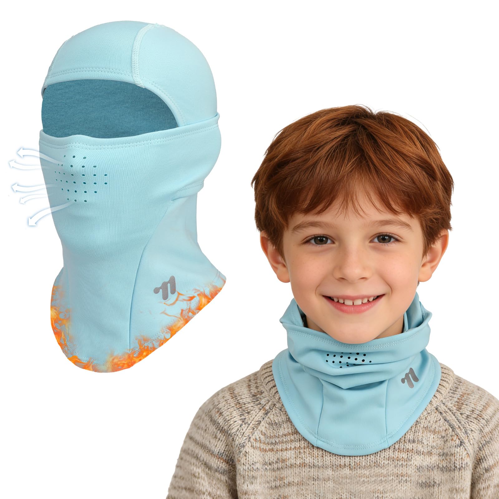 Pasamontañas Térmico Respirable Niños 4-12 Años, Invierno Multifunción Prueba de Viento Forro Polar Máscara de Esquí de Ciclismo Sombreros con Calentador de Cuello, Mascarilla para Niños Niñas