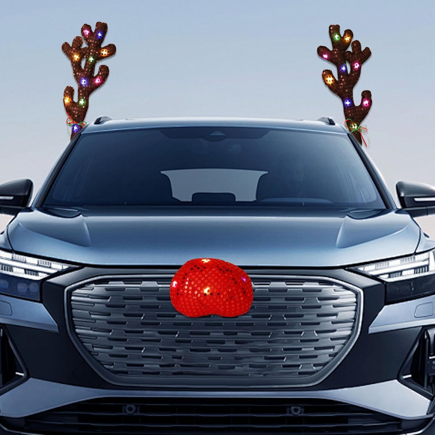 LEDライト付き車用トナカイの角 クリスマストナカイの角 車用トナカイ 