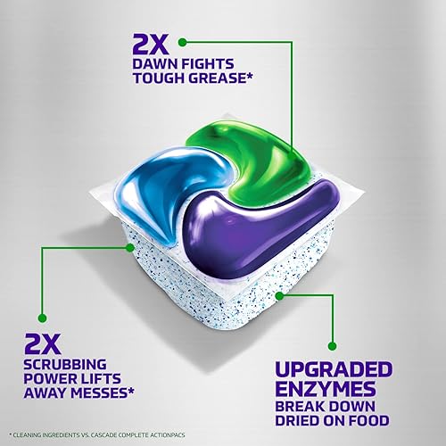 Miniatura 4 de Cascade Platinum Plus Cápsulas para lavavajillas, detergente para platos ActionPacs, Clean Lemon, 62 unidades