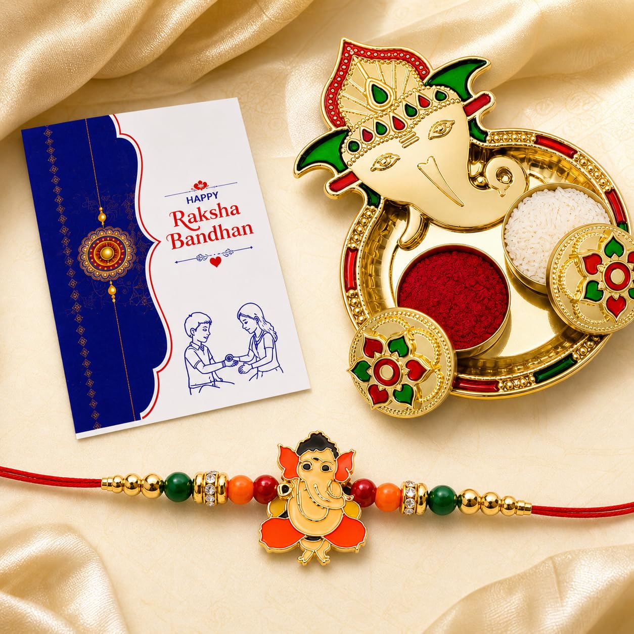 Oblivion Pooja Thali Gift Set for Brother – Rakhi for Brother Set of 1, Silver Color Pooja Coin & Greeting Card, Gift for Bhai, Bhabhi & Kids, Traditional Raksha Bandhan Celebration Combo Kit 2025-image-19
