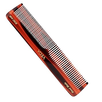 Vega Tortoise Shell Half Coarse Half Fine Medium Sized Graduated Dressing Comb, Brown