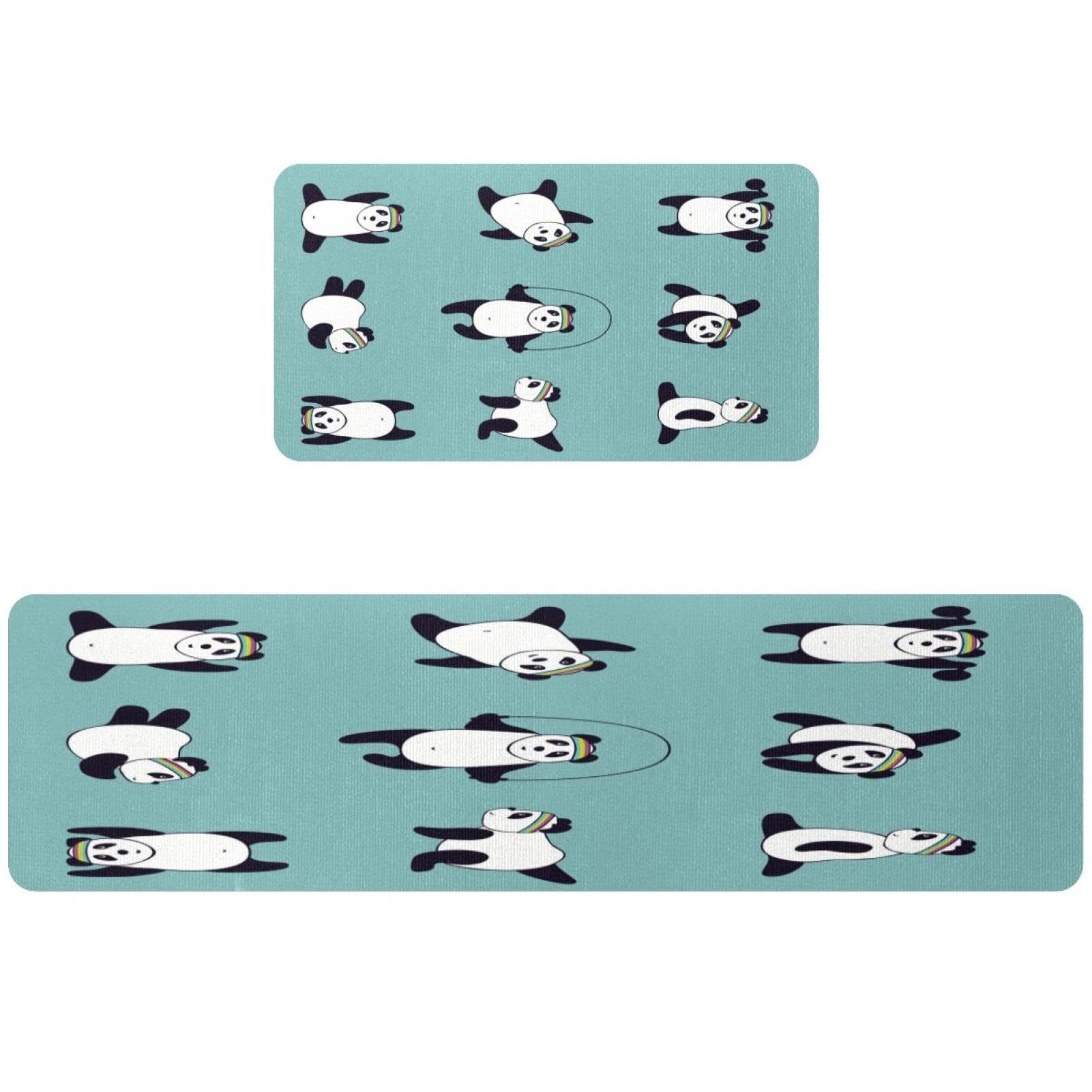 Tapis de cuisine Kongfu Panda lot de 2 absorbants lavables noirs
