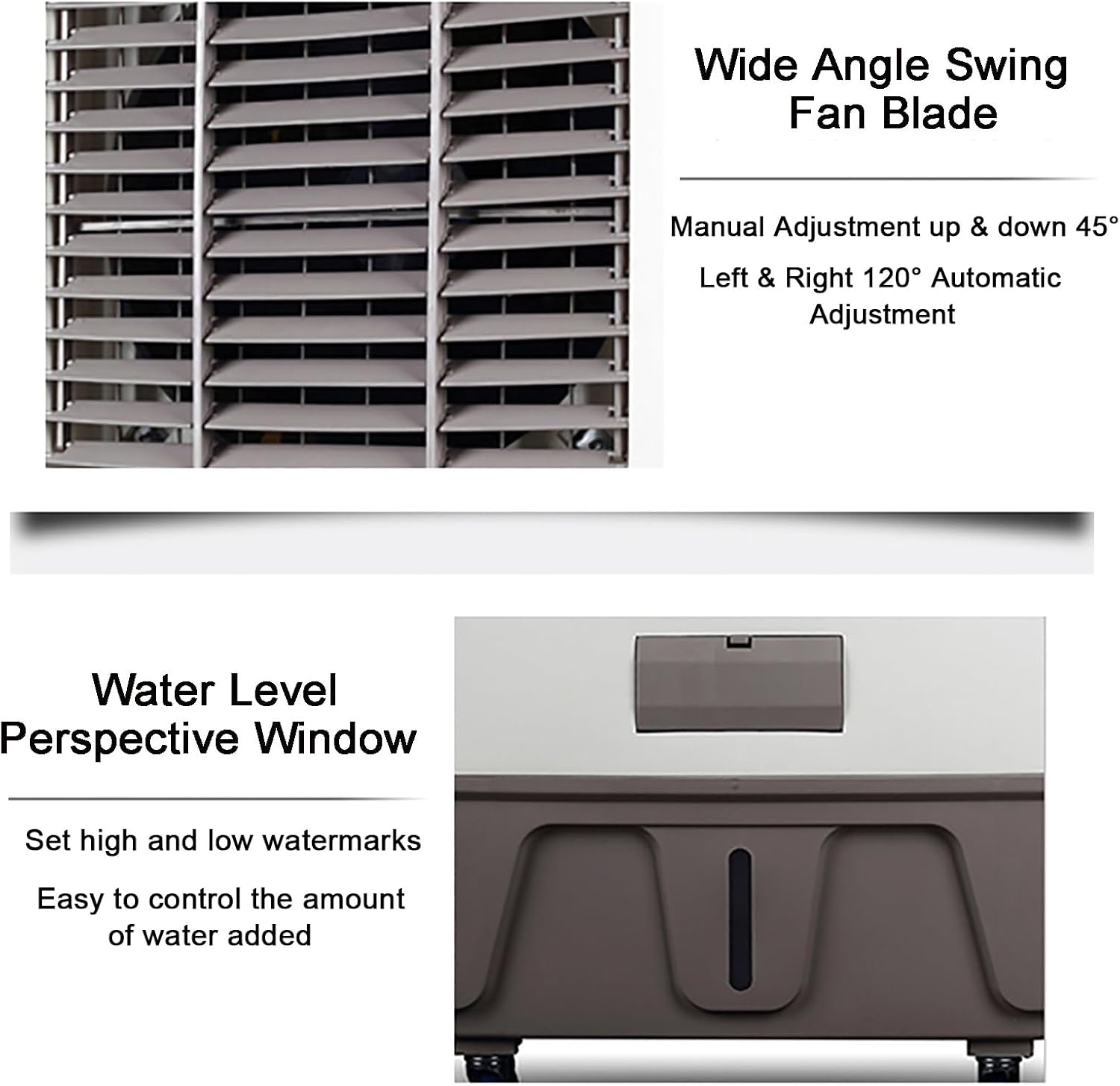 Commercial Evaporative Air Cooler Fan, 60L Water Tank and 3 Fan Speeds, Portable Industrial Swamp Coolers, Evaporative Cooler with 120° Oscillating, 3 in 1 Air Conditioner