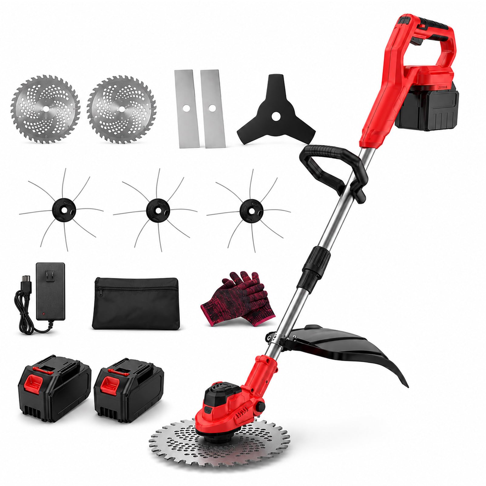 DNEPEI Lightweight 20V Cordless Weed Eater, String Trimmer/Edger Twobattery