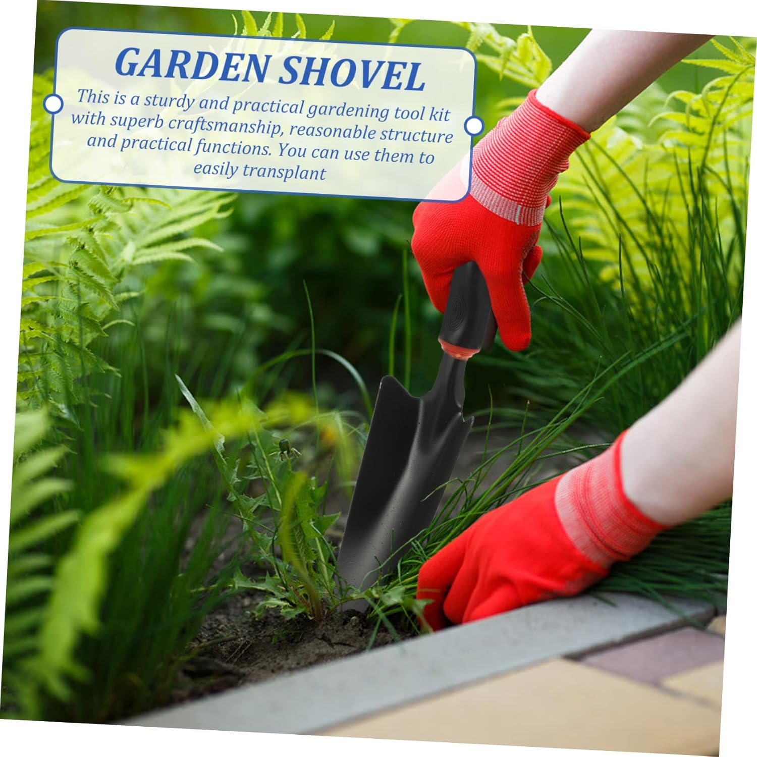 5-Piece Gardening Set Sturdy Iron Digging Shovel Transplanting Tool Artistic Shovel for Planting Soil Loosening Weeding Comfortable Handle