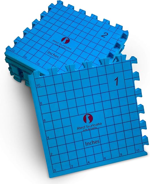 Red Suricata Blocking Mats for Knitting - Extra Thick Blocking Boards - Perfectly Aligned Grid - Bonus Storage Bag - 50 T pins – Knitting Kit Accessories, Crochet Supplies (Inches Grid)