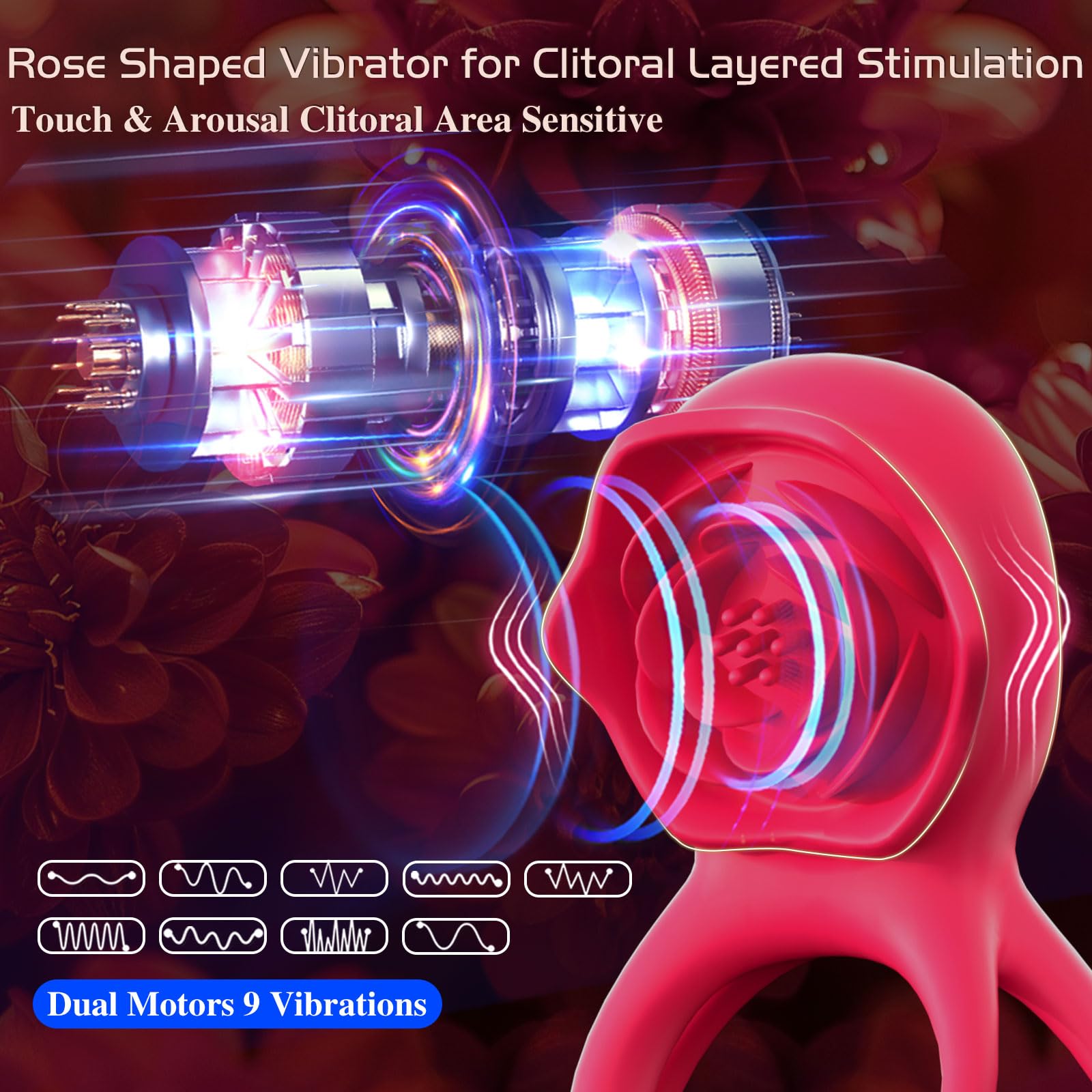 3 IN 1 Anillos Vibrador Pene con Cock Ring para Pareja, Juguetes Eróticos para Estimulador el Clítoris Mujer y Testicular Hombre, Silicone Masajeador con 9 Modos, Suave y Elástica, Duradero (YJT-029)