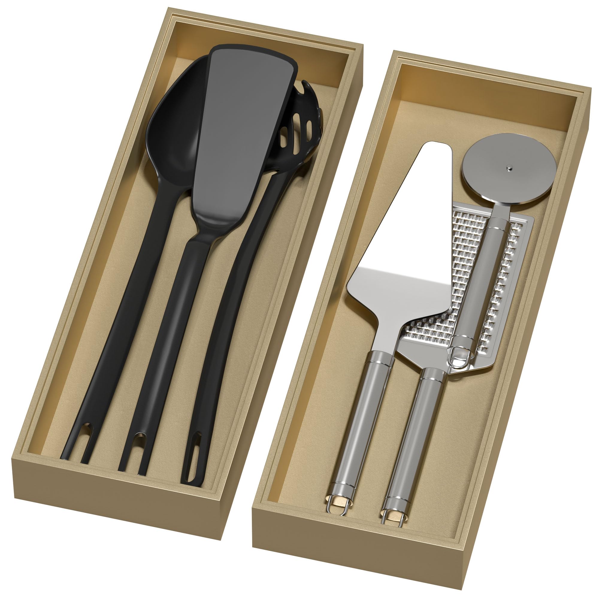 Lixple Bamboo Drawer Organizer - Extra Large Silverware & Utensil Organizer, 2 Pcs Toilet Toppers, Wooden Toilet Paper Basket (Gold, 17 X 6 X 2 Inch)