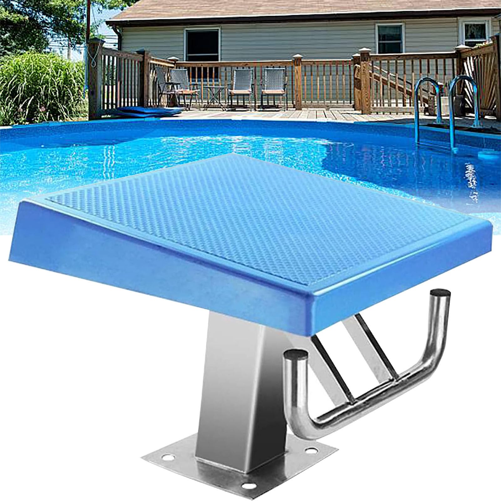 Piattaforma di Plongée per Piscina, Trampolino con Base in Acciaio Inossidabile e Superficie Antiscivolo, Inclinazione 15°, Portata 200kg, Adatto per Gare