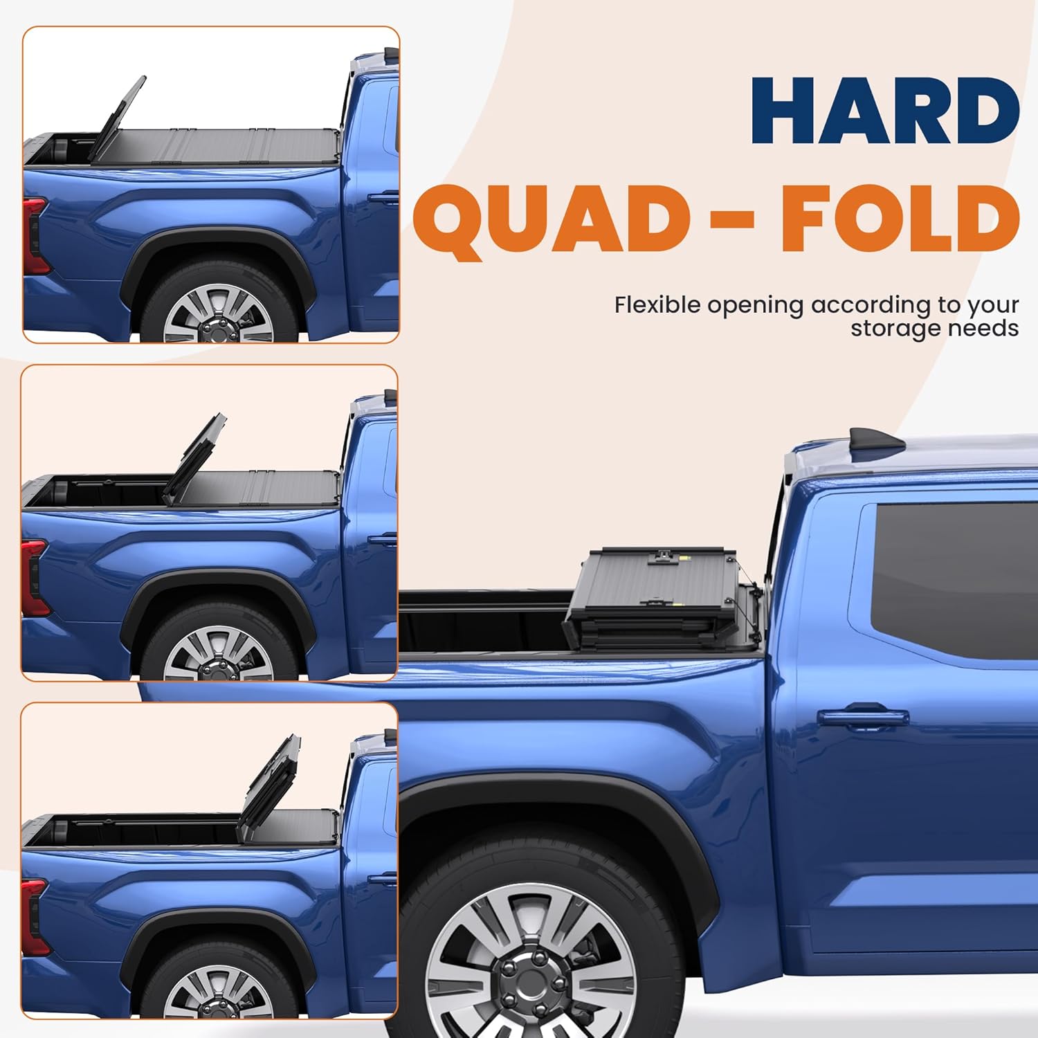 KUIPERAUTO Hard Quad Truck Bed Tonneau Cover Compatible for 2014-2025 Toyota Tundra Fleetside 5.5 FT 66.7 inch On Top Aluminum Bed
