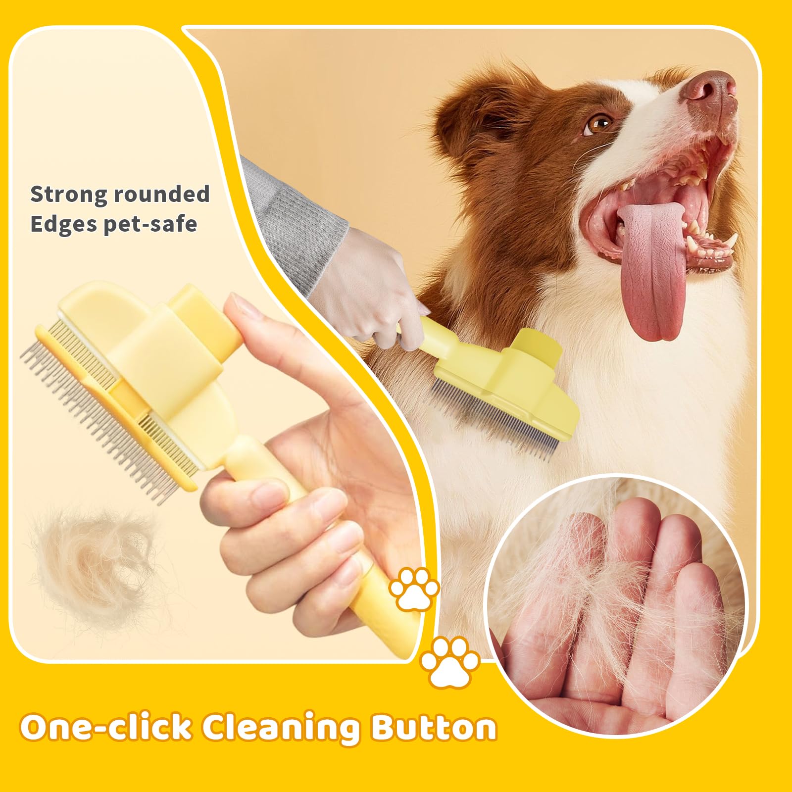 3 Pcs Dog/Cat Brush, Self Cleaning Pet Slicker Brushes with Handle, Pet Grooming Comb - Image 3