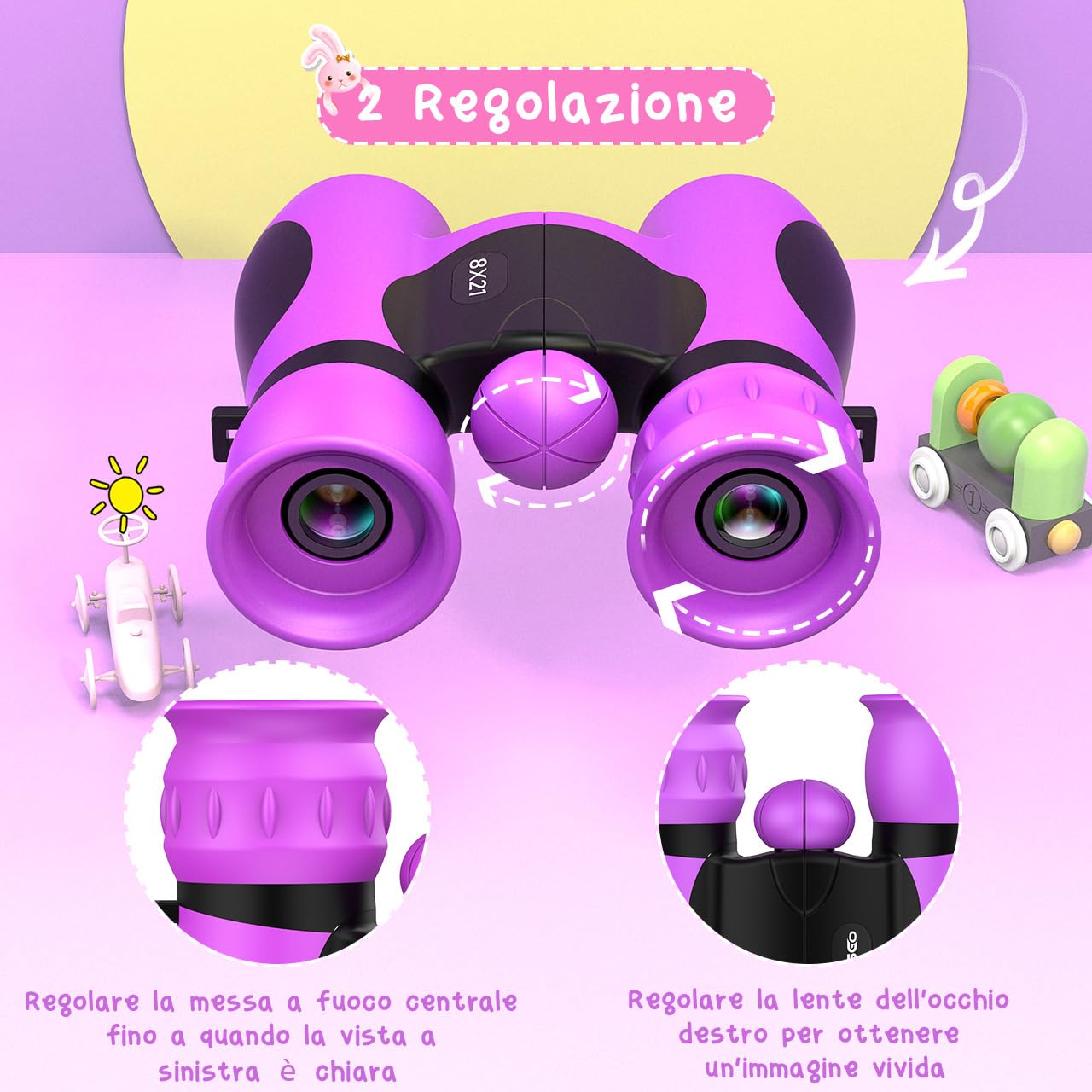 Upgrade Impermeabile Compatto Binocolo per Bambini - 8x21, All'aperto Idea Giocattoli Regalo