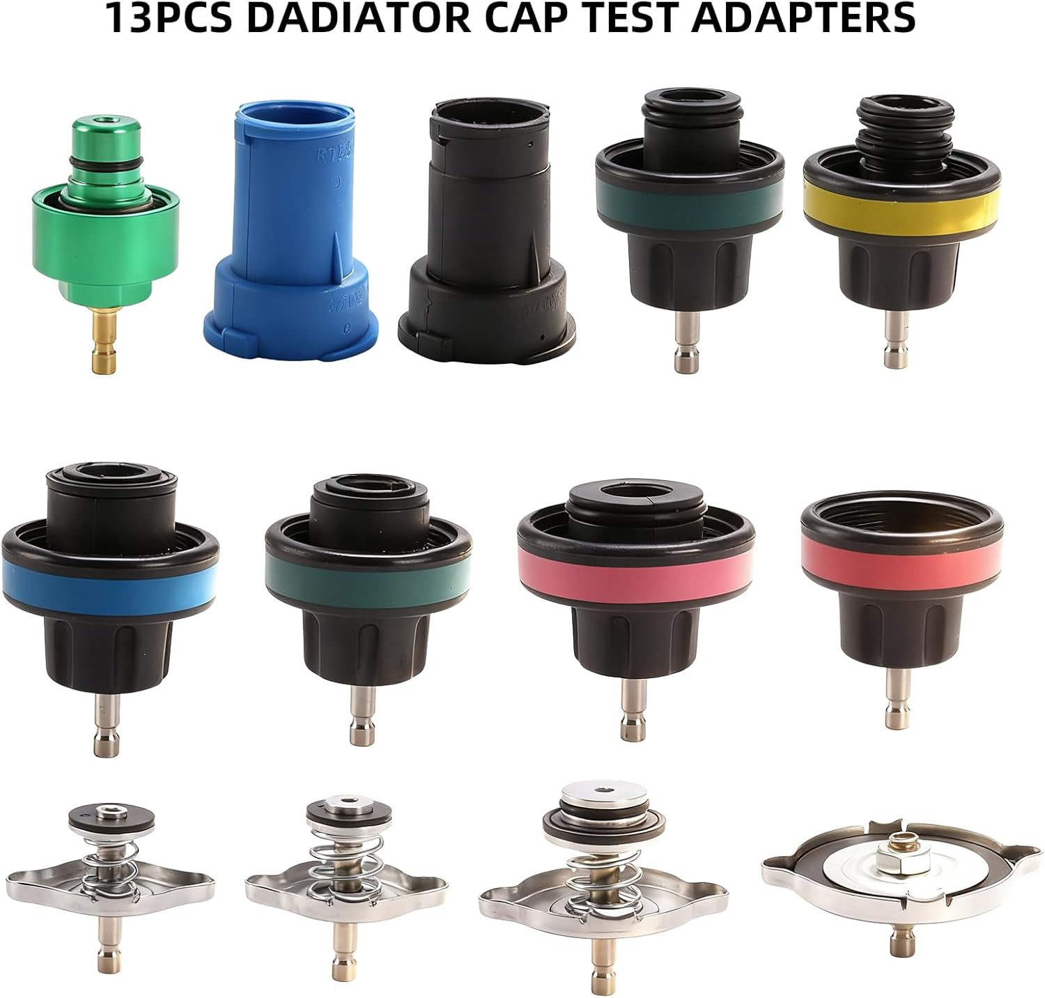 16 Pcs Universal Radiator Pressure Tester Kit,Coolant Pressure Tester kit with 13 Radiator Adapters,Precise Coolant Leak Detector for All Vehicle Cooling System