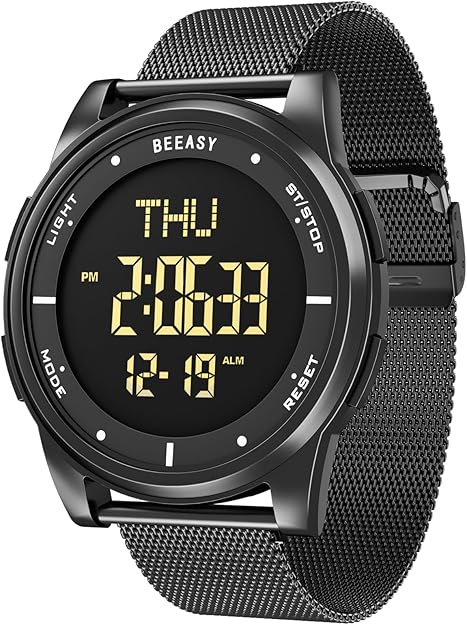 Amazon.com: Beeasy Unisex Digital Watch Fashion Sleek Minimalist Mesh ...