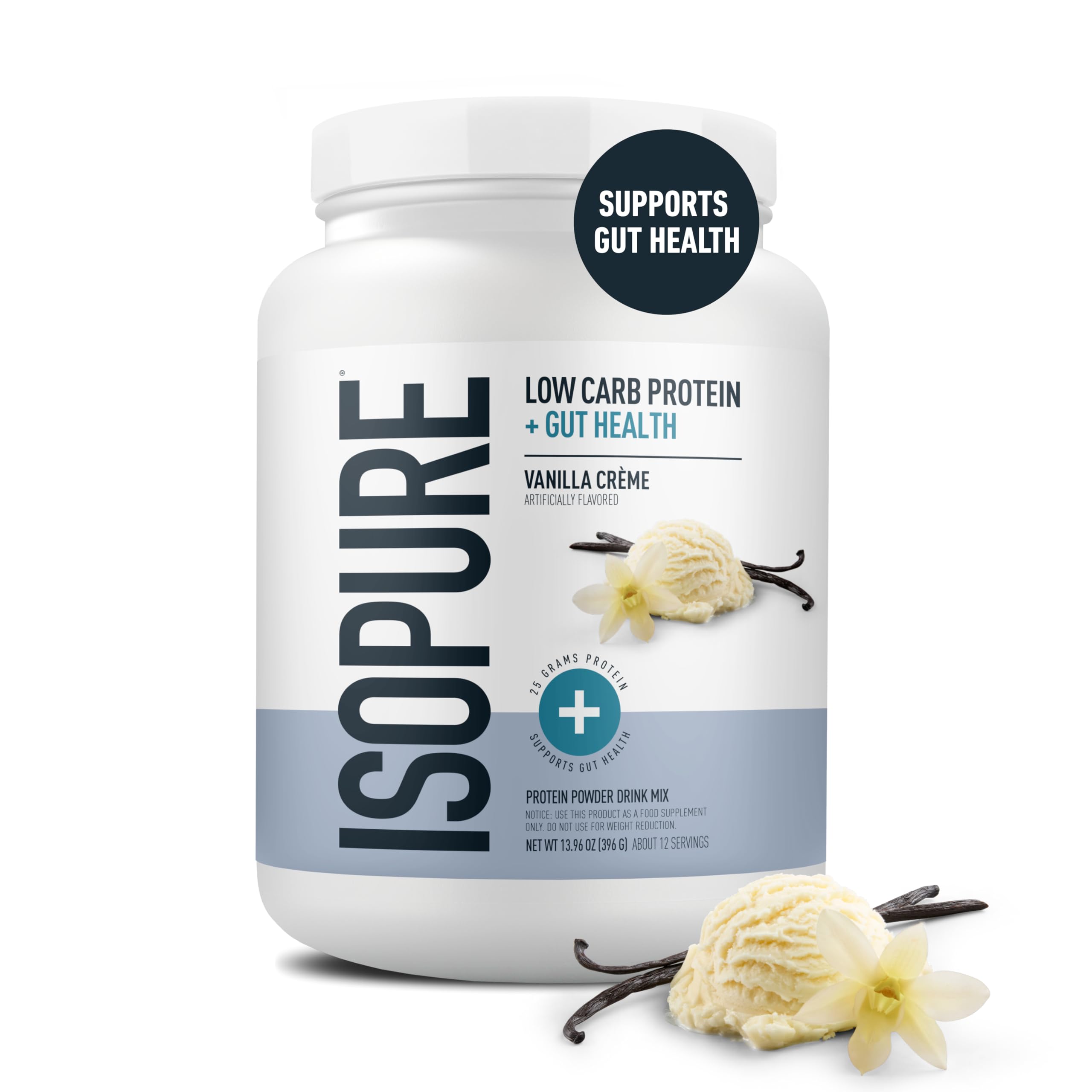 Isopure Protein + Gut Health & Immune Support Powder, Vanilla Crème, 25g Whey Protein with Prebiotics & Vitamins, 12 Servings (Pack of 1) — Amazon image 2