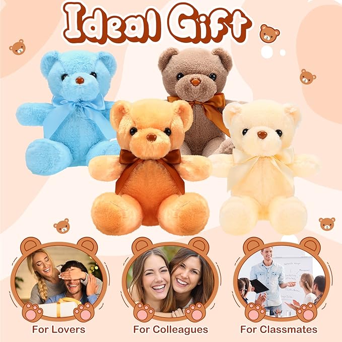 6 Osos de Peluche Suaves y Abrazables - Regalo para Bebé, Cumpleaños miniatura 7