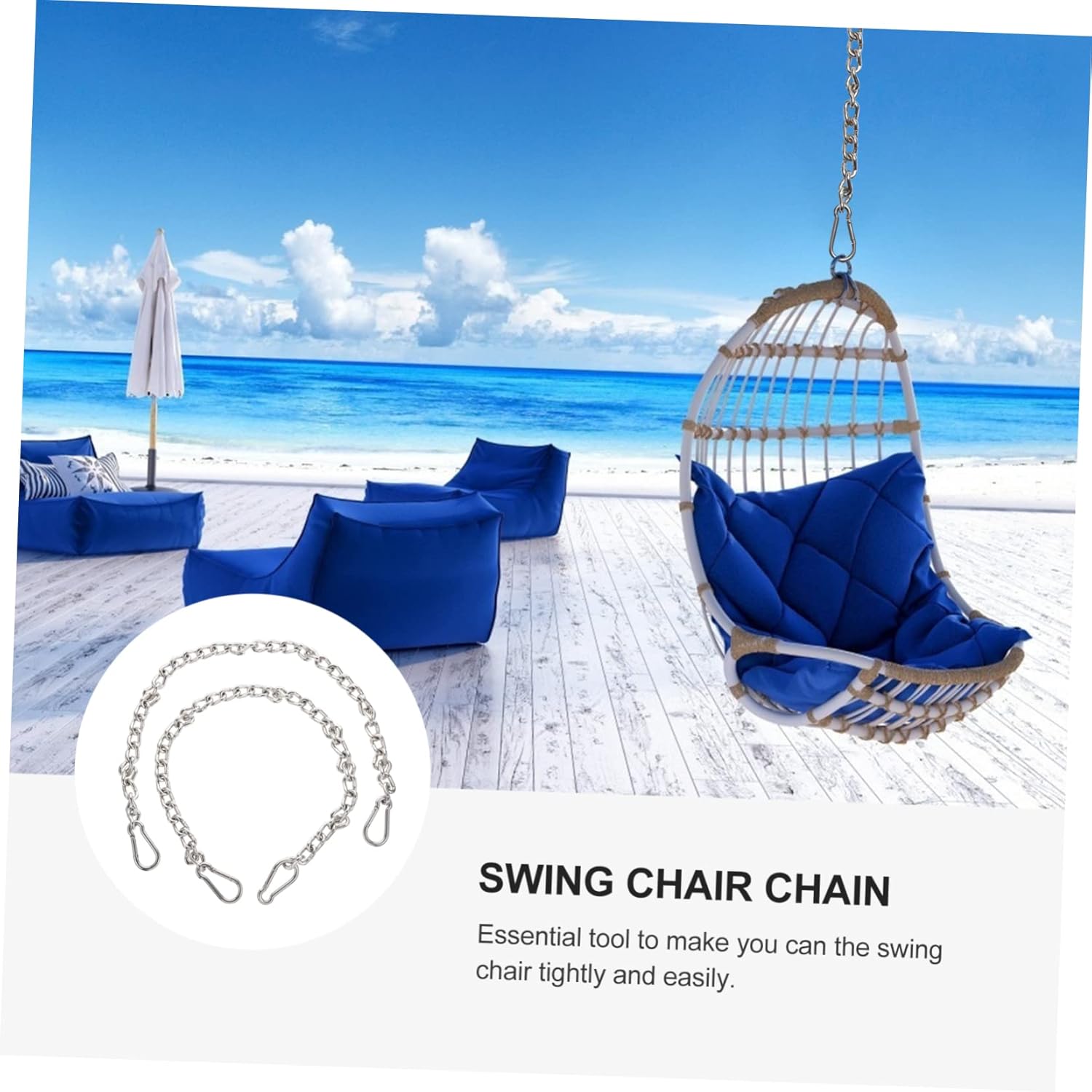 2pcs Stainless Steel Swing Rope Steel Load-Bearing Chain Accessories for Outdoor Swing