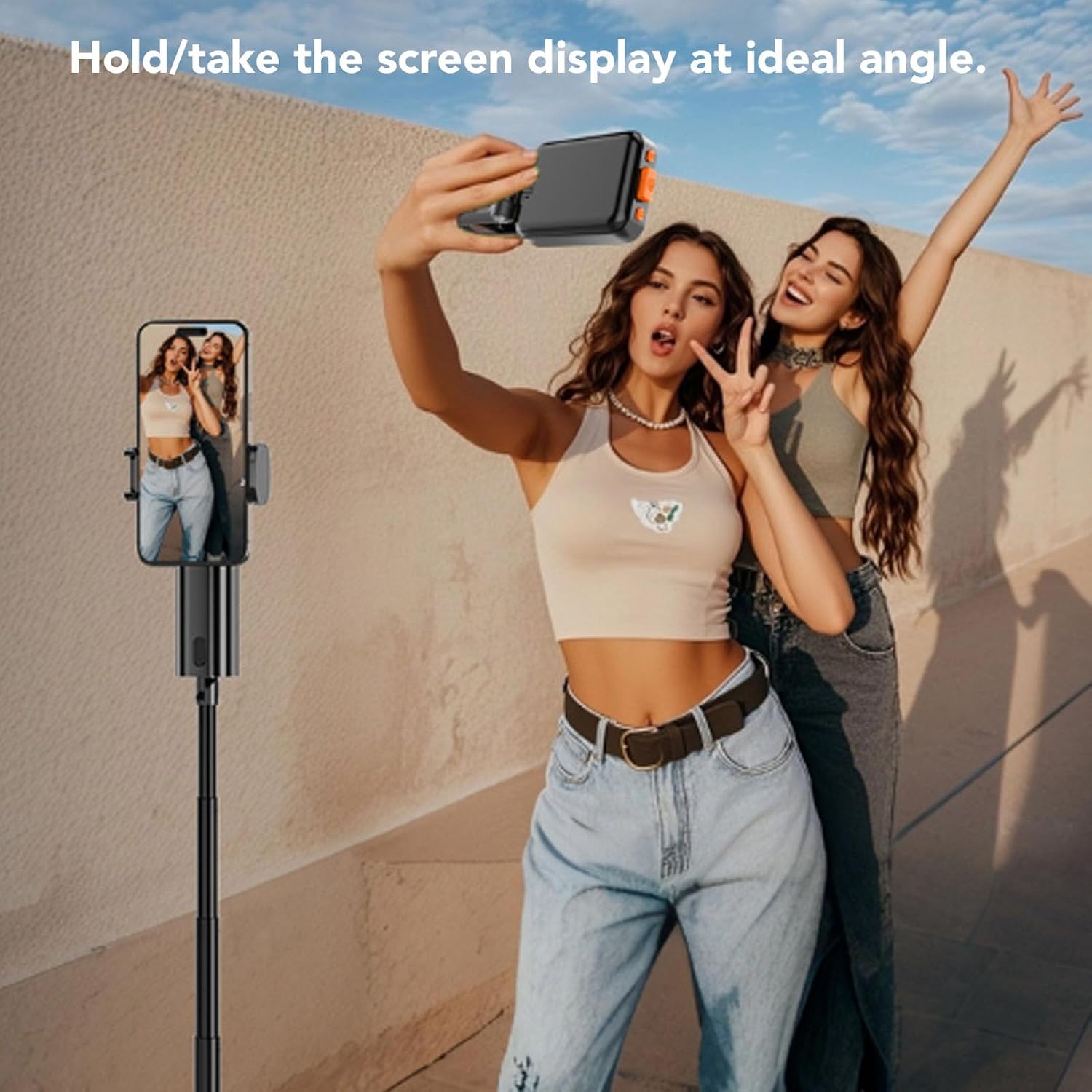 Phone Vlog Selfie Monitor Screen, 2.0 Inch Phone Vlog Selfie Screen, with Universal Folding Clamp, Bluetooth 5.0, 2.4G and 5G Wireless WiFi