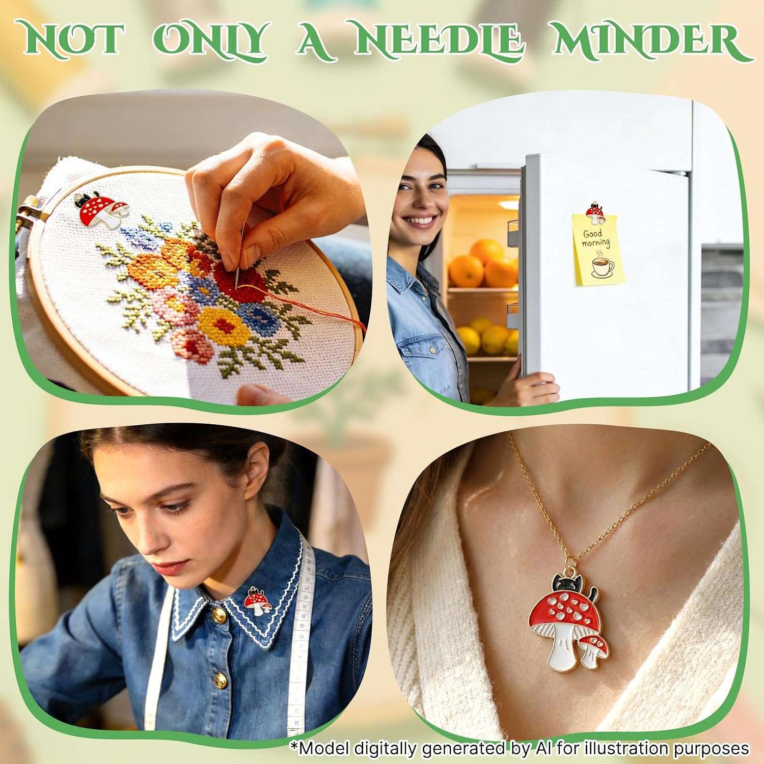 WUSUTE Cat Needle Minder for Cross Stitch, Cute Cartoon Needle Minder Magnet for Organizing, Embroidery Sewing Needle Keeper Needlework Accessories