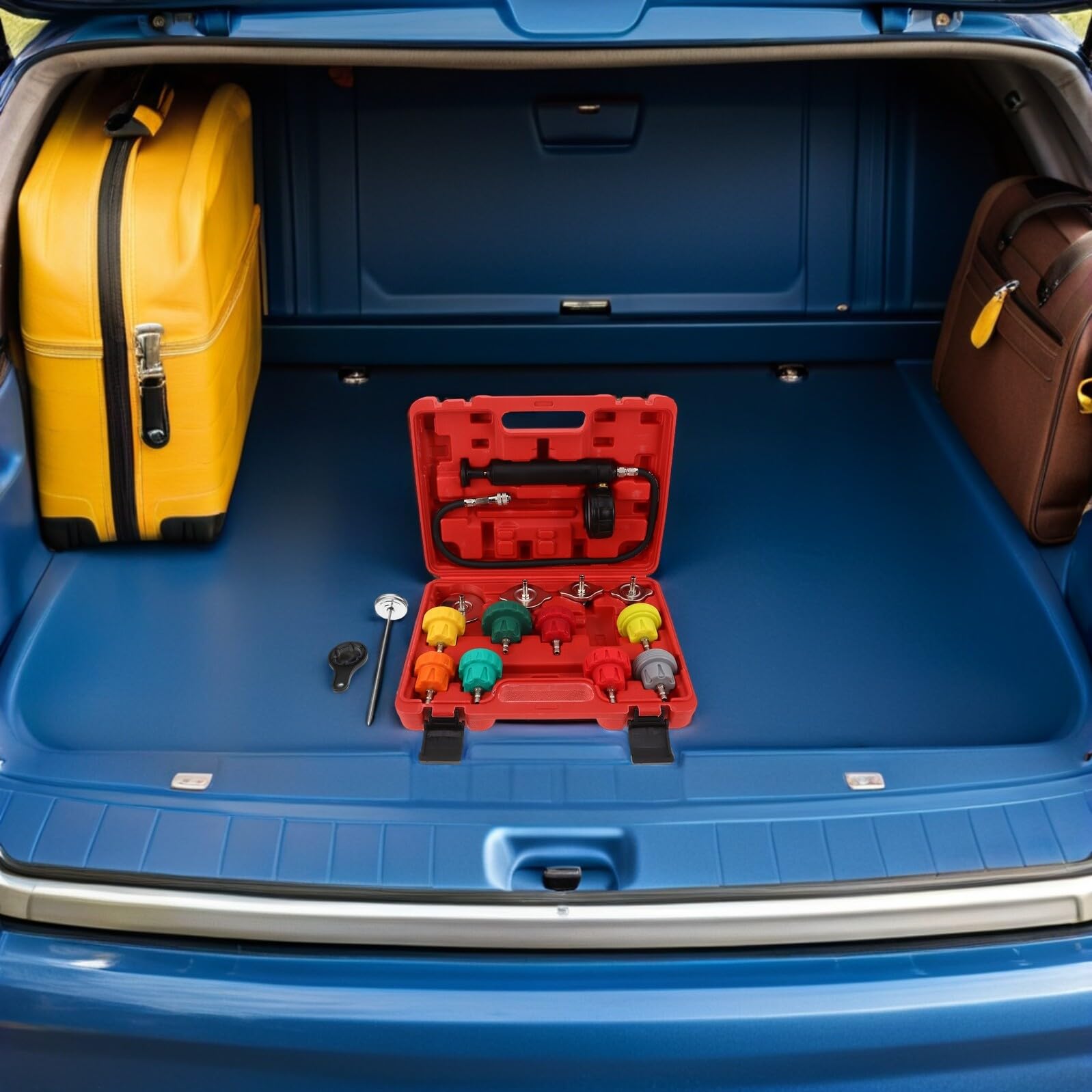 OUNONA Kit Tester Pressione Radiatore per Sistema di Raffreddamento Auto Rilevatore Perdite Efficiente in Metallo e Plastico per Professionisti e Appassionati