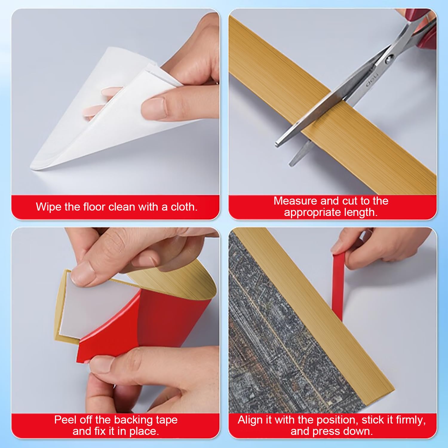Listwa progowa do podłóg laminowanych, 5 cm listwa progowa z PVC, samoprzylepna listwa progowa, listwa progowa do drzwi, listwa progowa do łączenia szczelin podłogowych (Aspen Żółty, 2 m)
