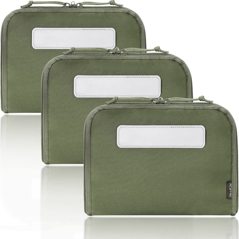 [3-Pack Tactical Handgun Case Pistol Storage with Reflective Patch, Universal CCW Holster Wrap, Hook and Loop Mag Panel (OD Green)