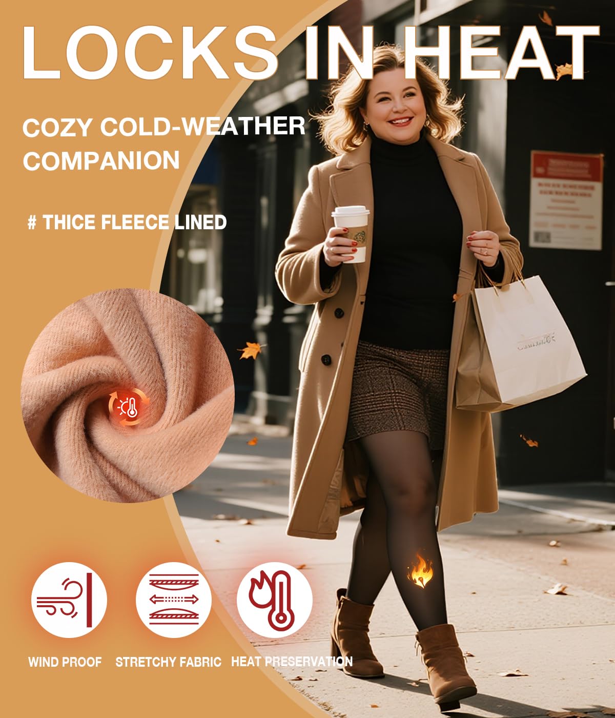 MERYLURE Collants doublés en polaire pour femme, grande taille, faux translucide, couleur peau, leggings d'hiver chauds, collants thermiques épais