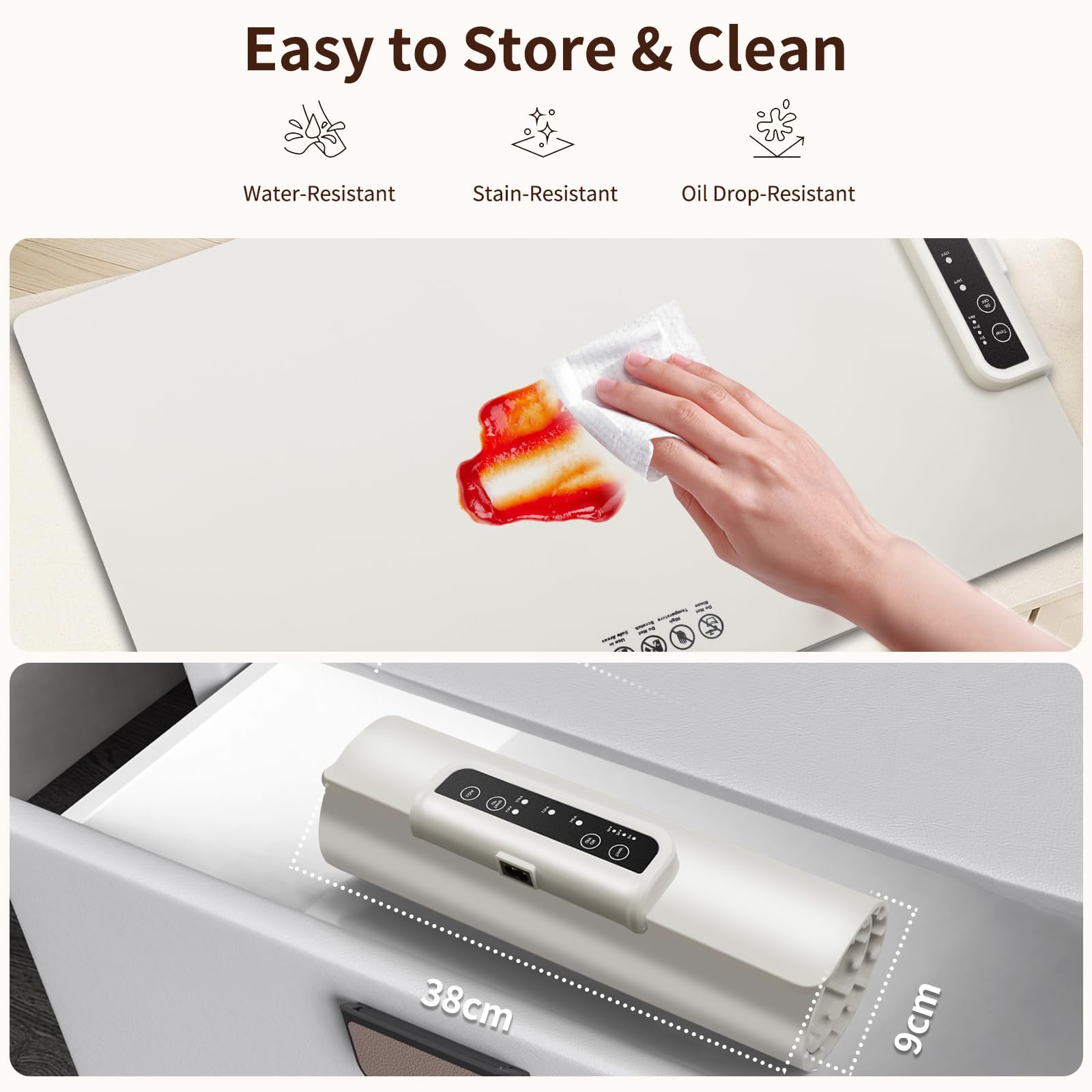 Vassoio Riscaldante Elettrico In Silicone - 5 Temperature E 6 Timer, Pieghevole (Grigio Scuro) - Foto 2