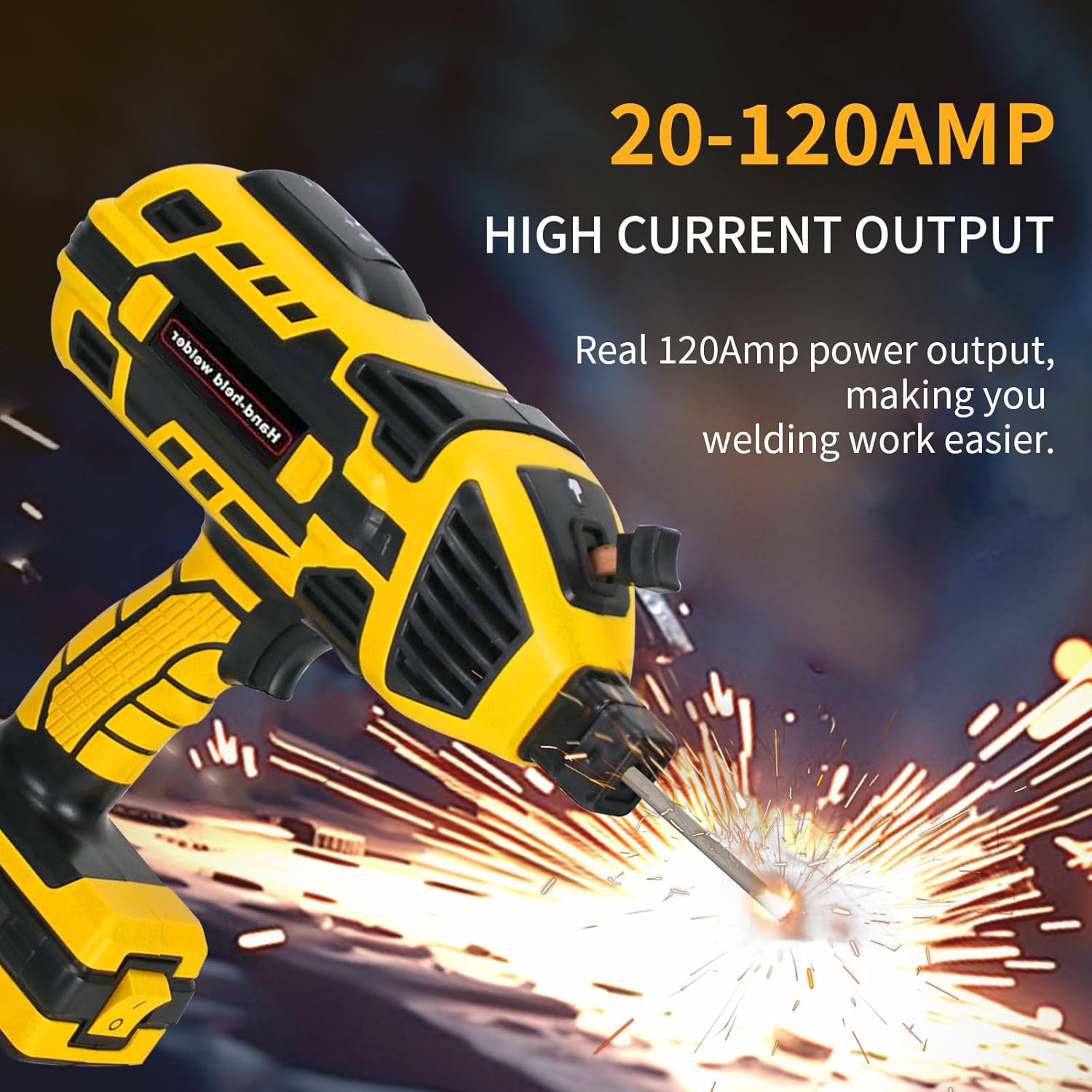 Portable Welding Machine Handheld Welder: IGBT Inverter Hand Held ARC Welder Gun with 6 Variable Current Adjustment - Welder Machine 110v Electric Welding Equipment for 3/32"-1/8" Wire Rods (Yellow)