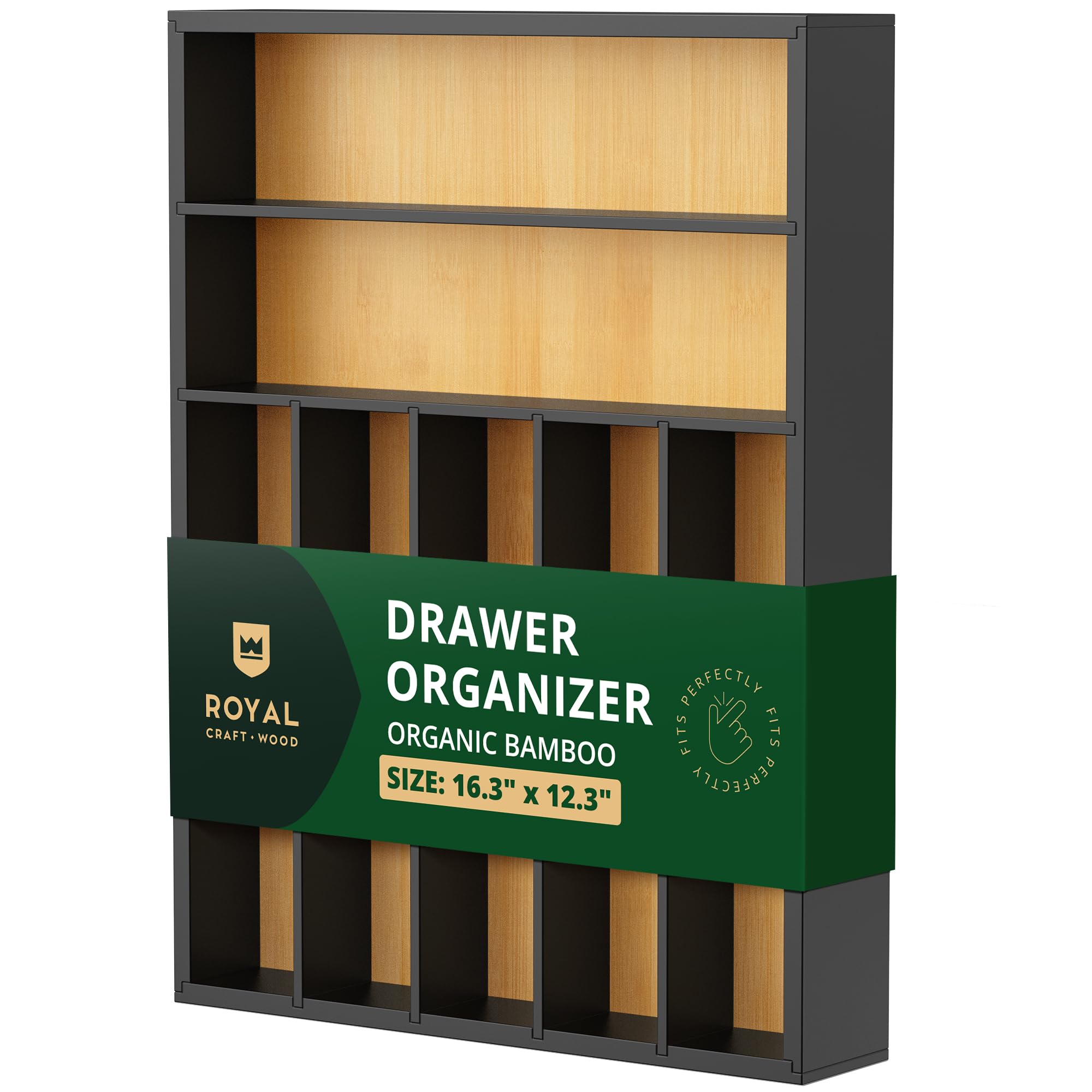 ROYAL CRAFT WOOD Premium Bamboo Kitchen Utensil Rack: Elegant Organizer and Spacious Utensil Holder for Streamlined Kitchen Storage - Silverware Organizer, Kitchen Drawer Organizer